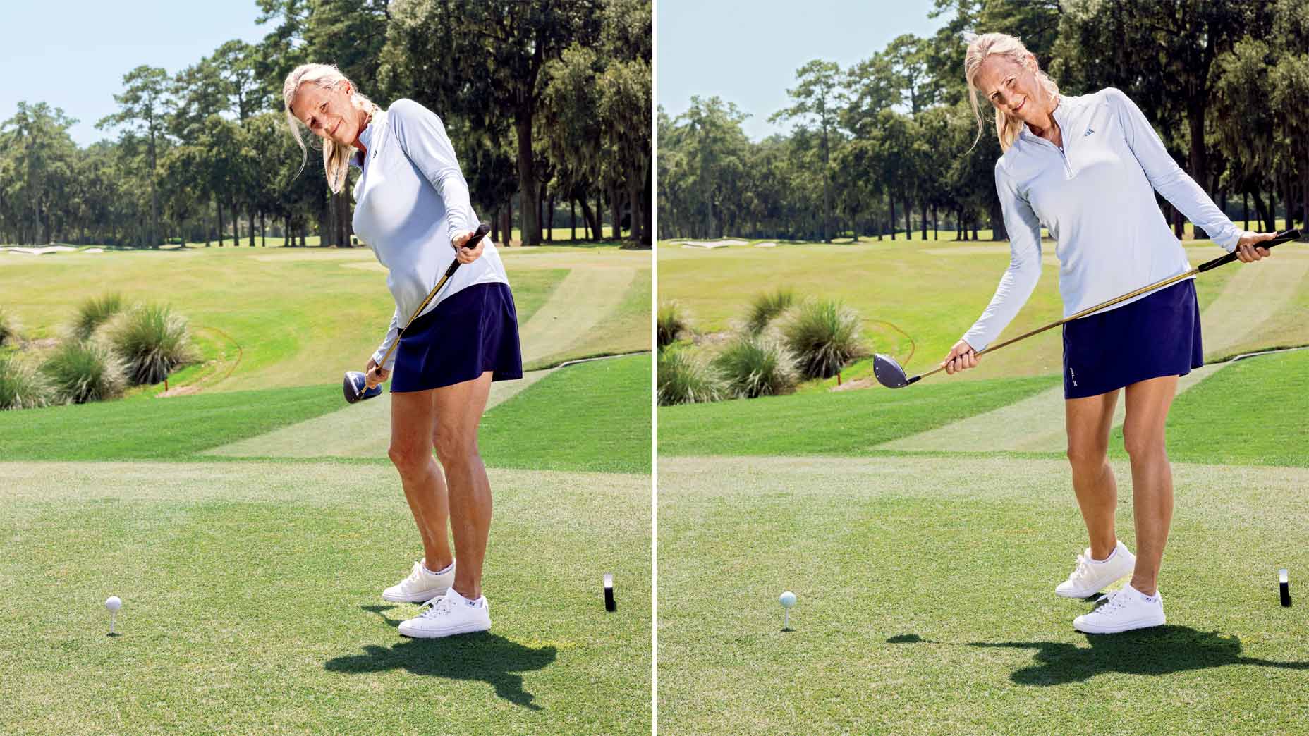 carol preisinger demonstrates how to hit longer drives