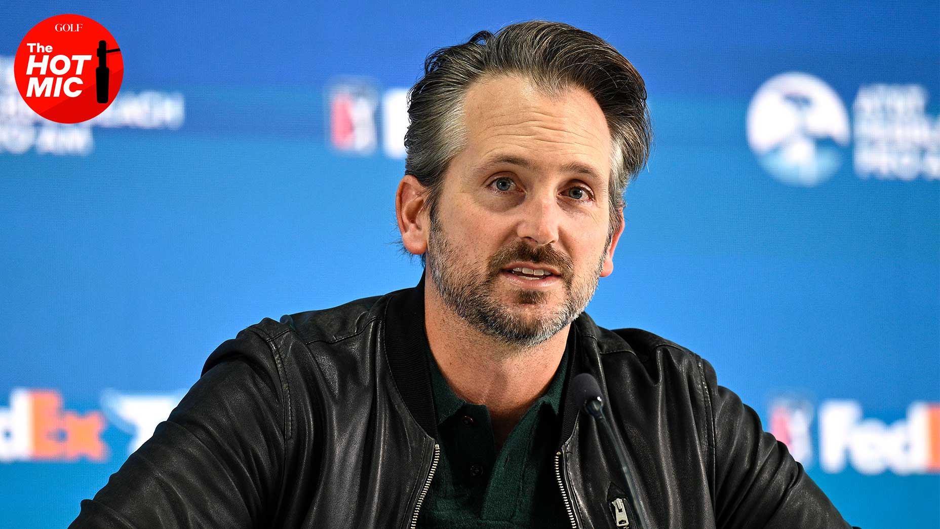 chad mumm speaks at press conference at&t pebble beach pro-am