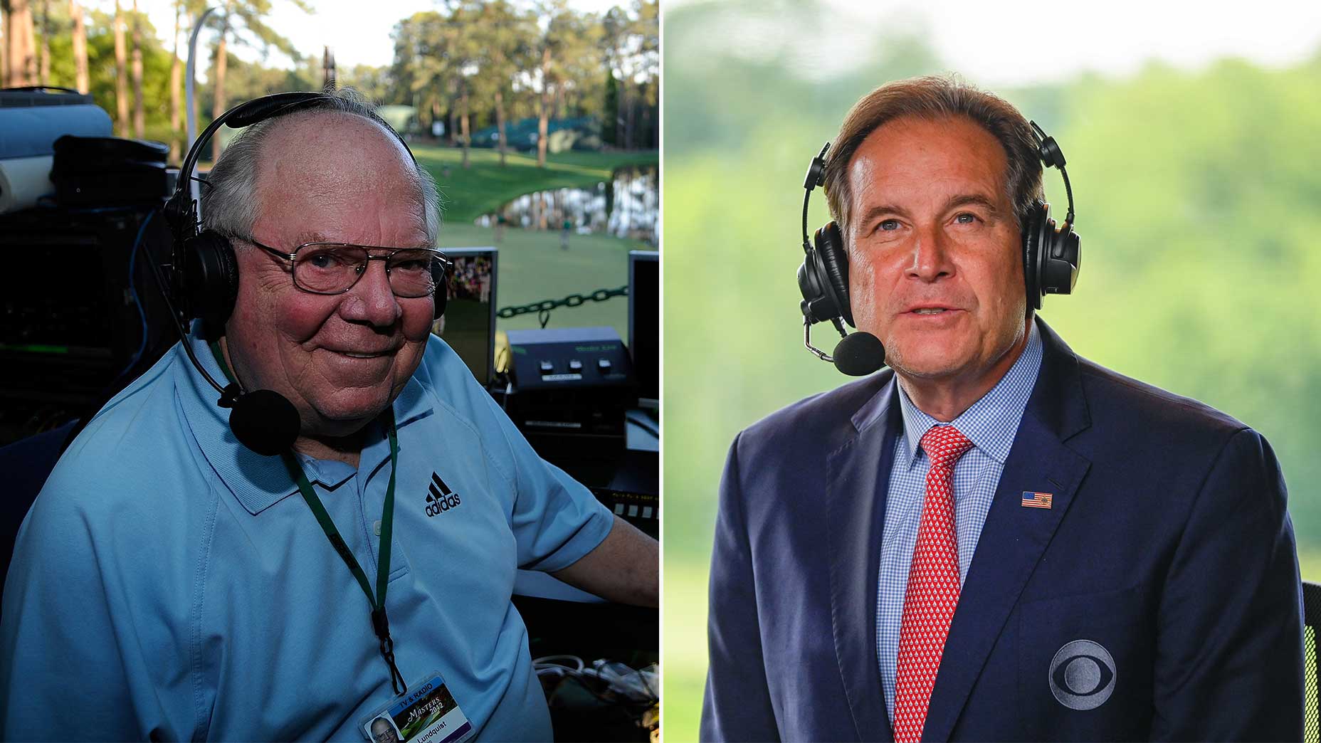 A split image of CBS' Verne Lundquist (L) and Jim Nantz