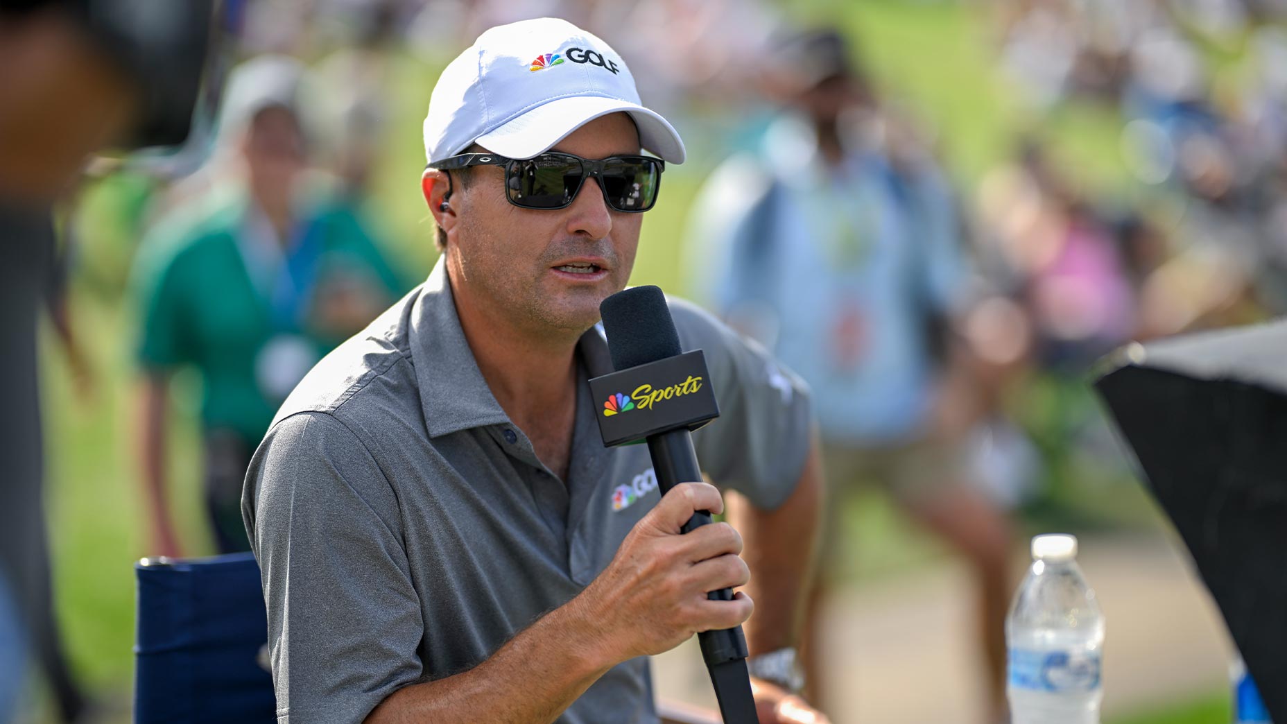 kevin kisner speaks on set of NBC golf broadcast