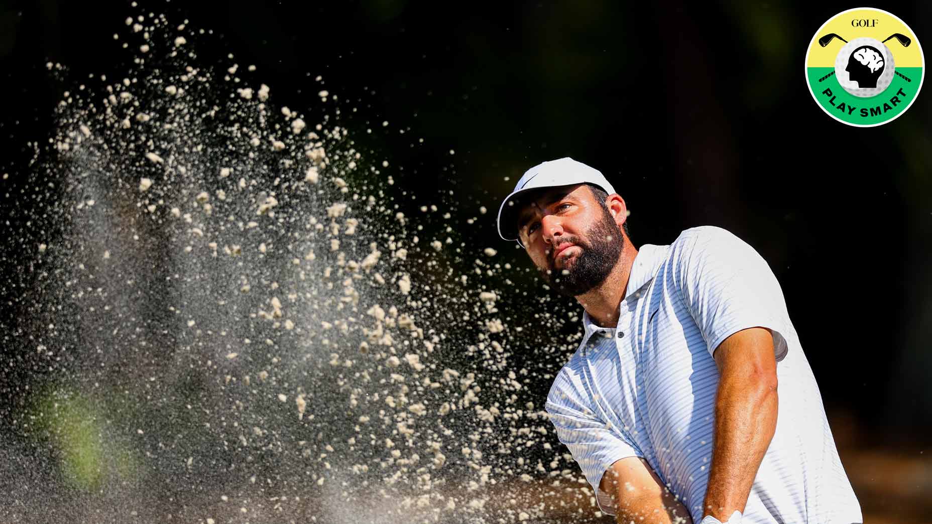 scottie scheffler hits a bunker shot during the opening round of the 2024 rbc heritage