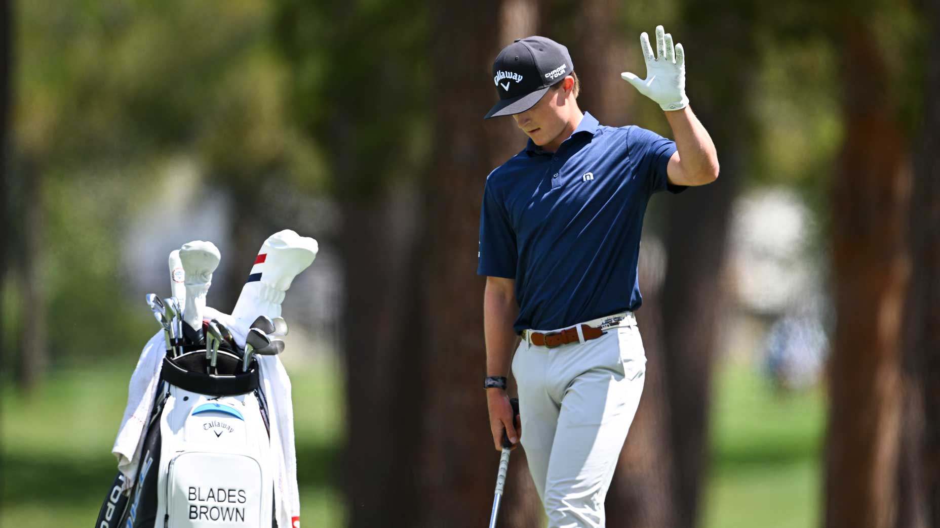 Blades Brown waves during the Myrtle Beach Classic.