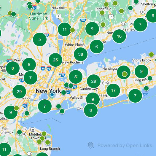 GOLF Course Finder zoomed in to New York golf courses