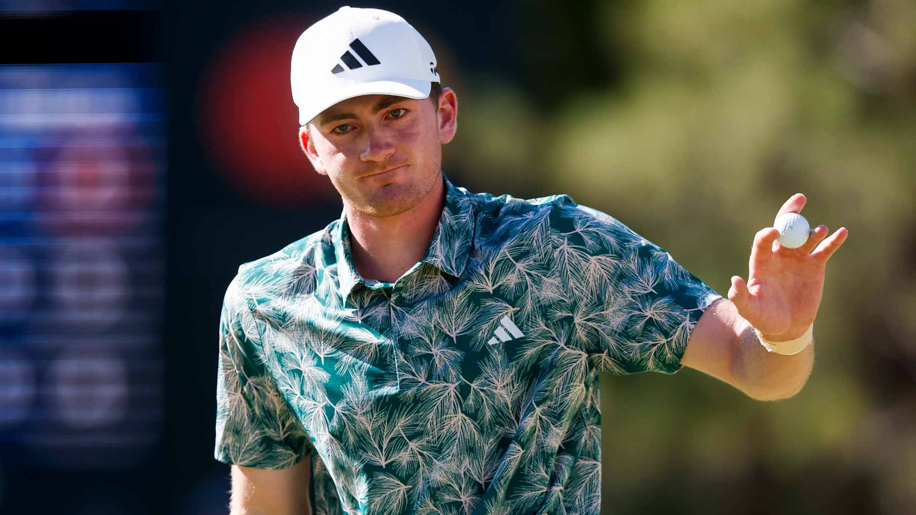 Nick Dunlap reacts after making a putt at the Barracuda.