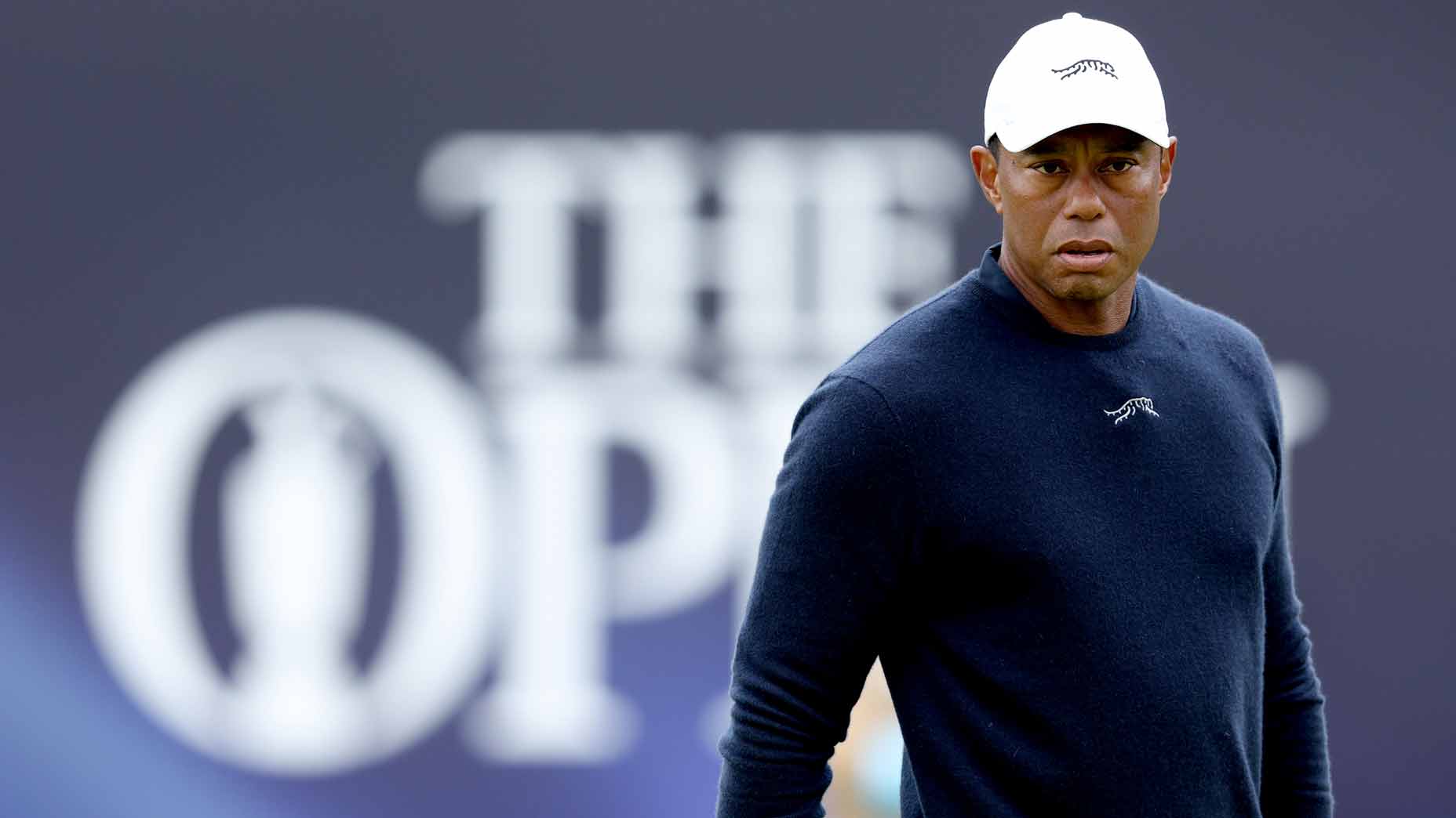 tiger woods stares ahead during the 2024 open championship
