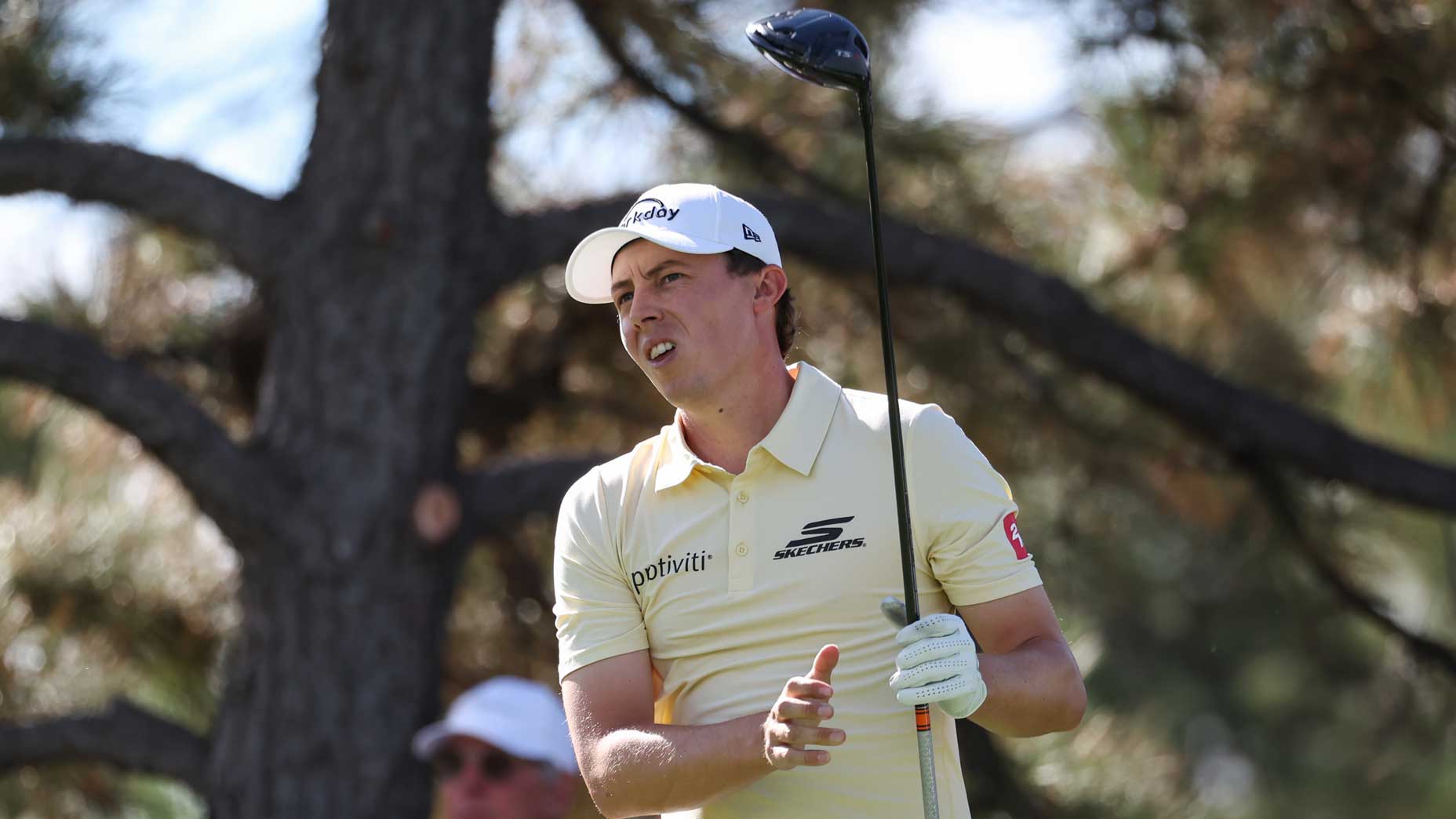 Matt Fitzpatrick watches a tee shot at the BMW Championship.
