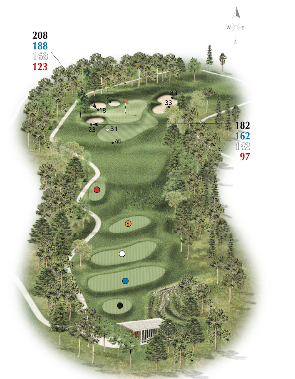 The layout of the 6th hole at Haesley Nine Bridges, host of the 2024 Bridges Cup
