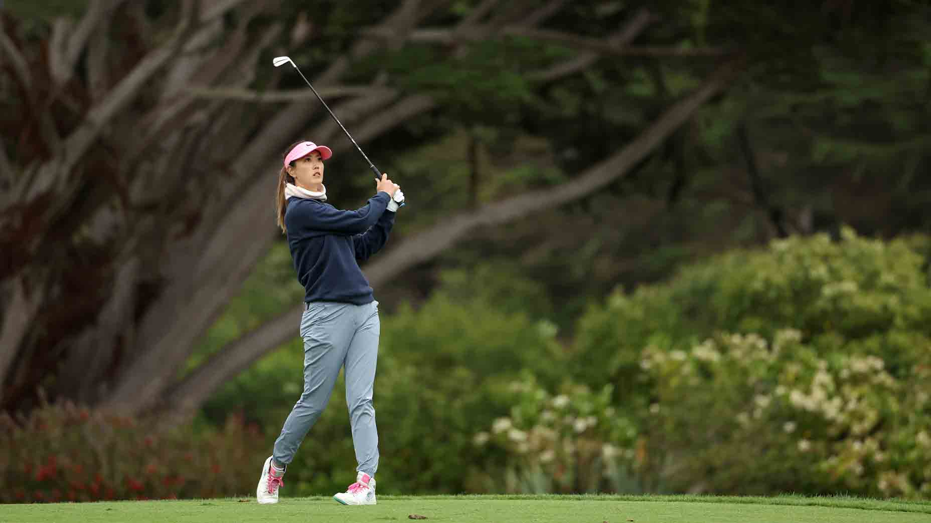 Michelle Wie West swings during 2024 u.s. women's open
