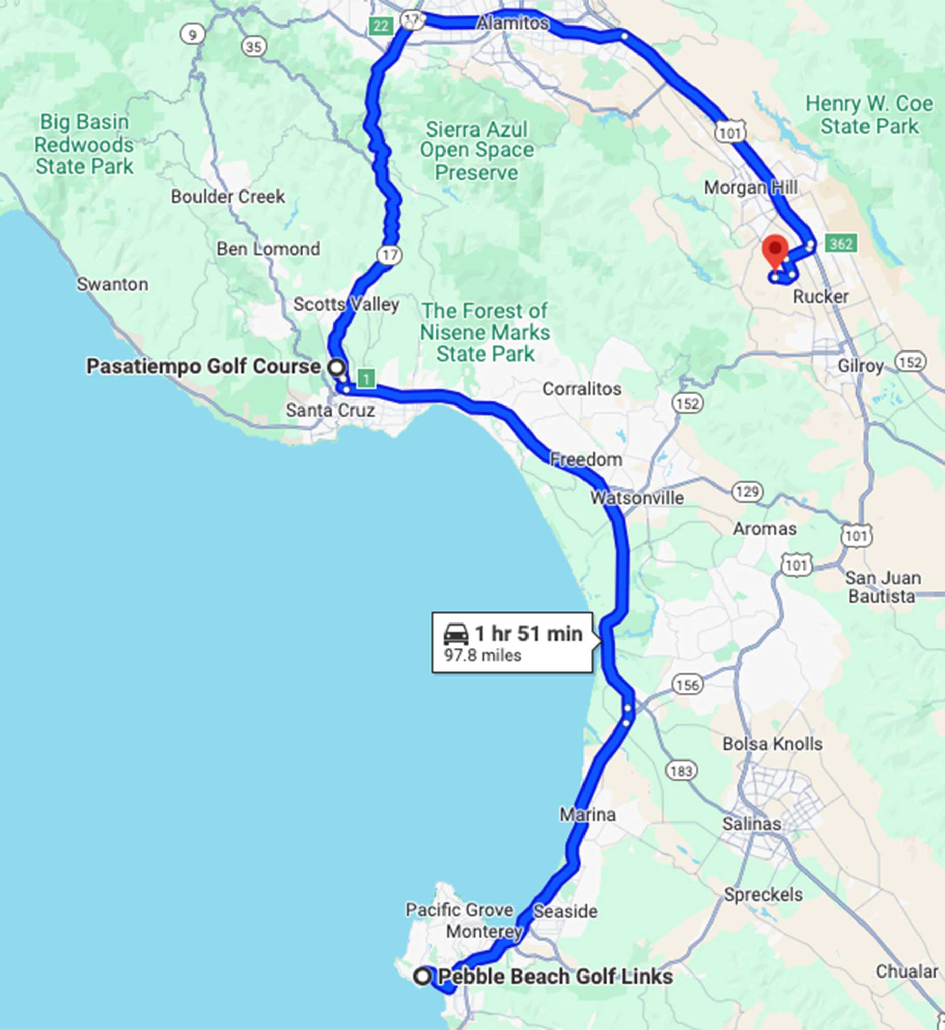 A golf road trip in california.