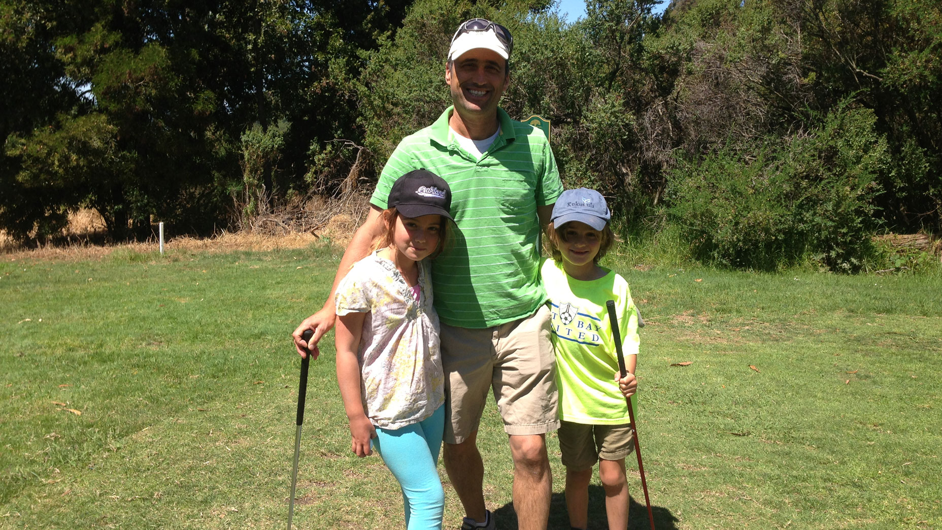 Josh Sens with his two kids, Scarlett and Leo, before they gave up golf.