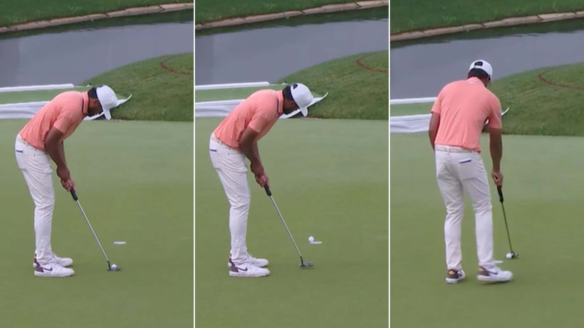 PGA Tour pro TOny Finau missed 3-inch putt on way to 4-putt at 2025 Texas Children's Houston Open.