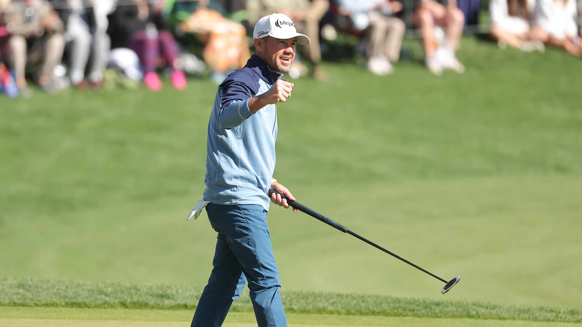 Brian Harman celebrates after winning the Valero Texas Open.