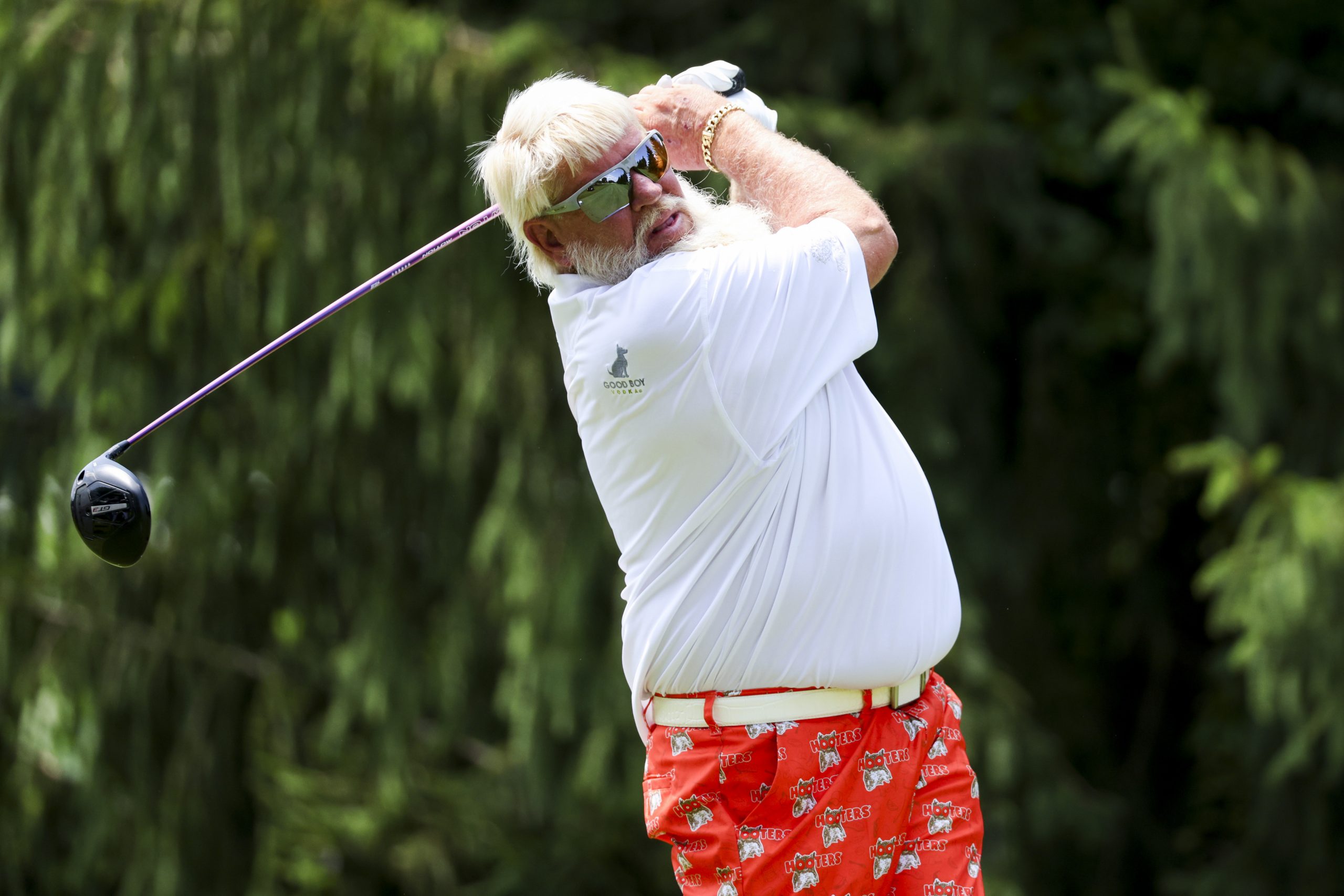 Champions Tour pro John Daly hits drive