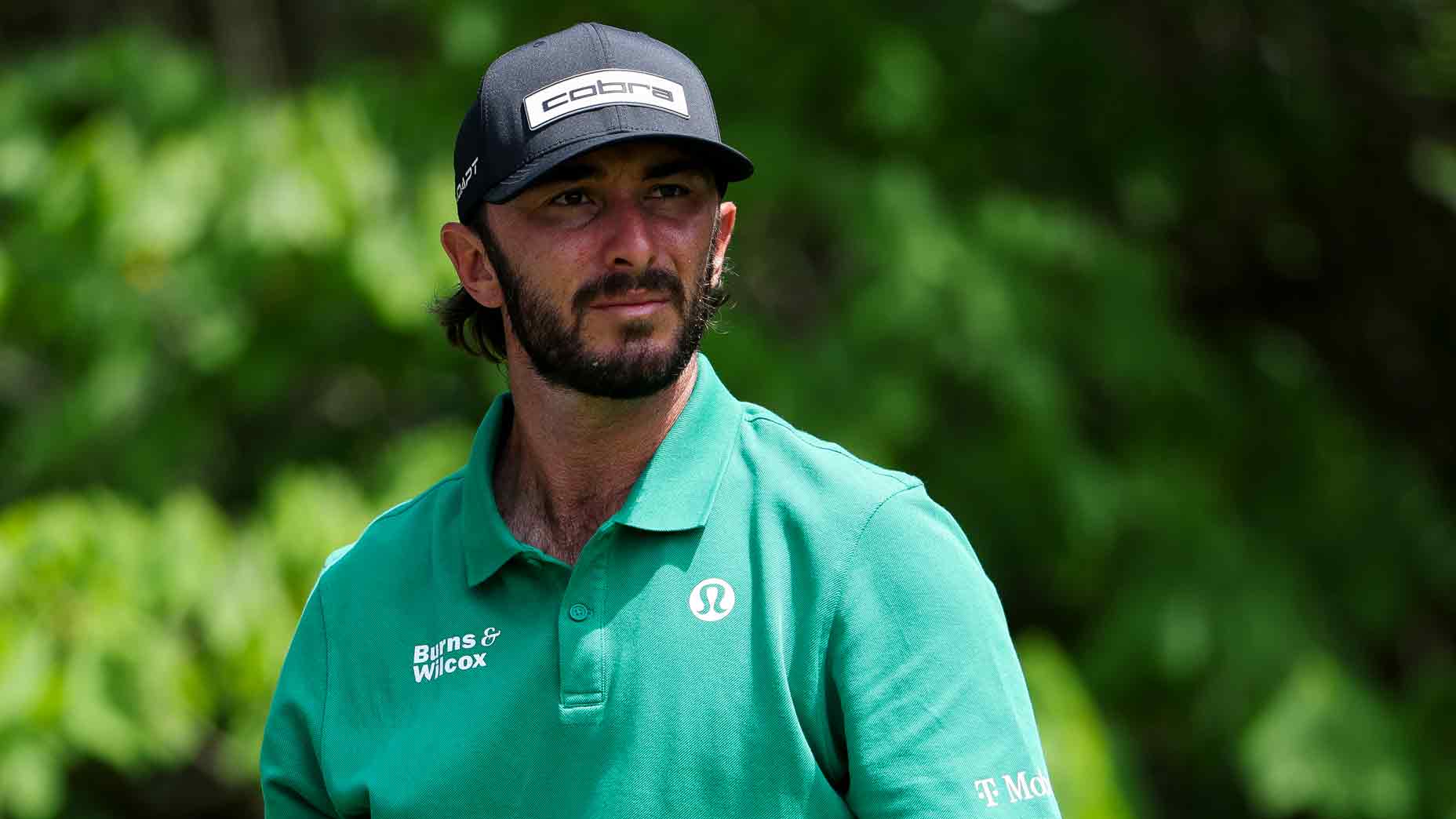 Max Homa looks on while playing the third hole during the first round of the Truist Championship 2025 at The Wissahickon at Philadelphia Cricket Club on May 08, 2025 in Flourtown, Pennsylvania.