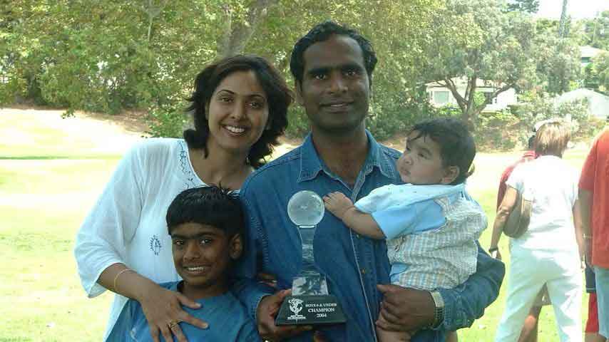 sahith theegala as a kid with his family