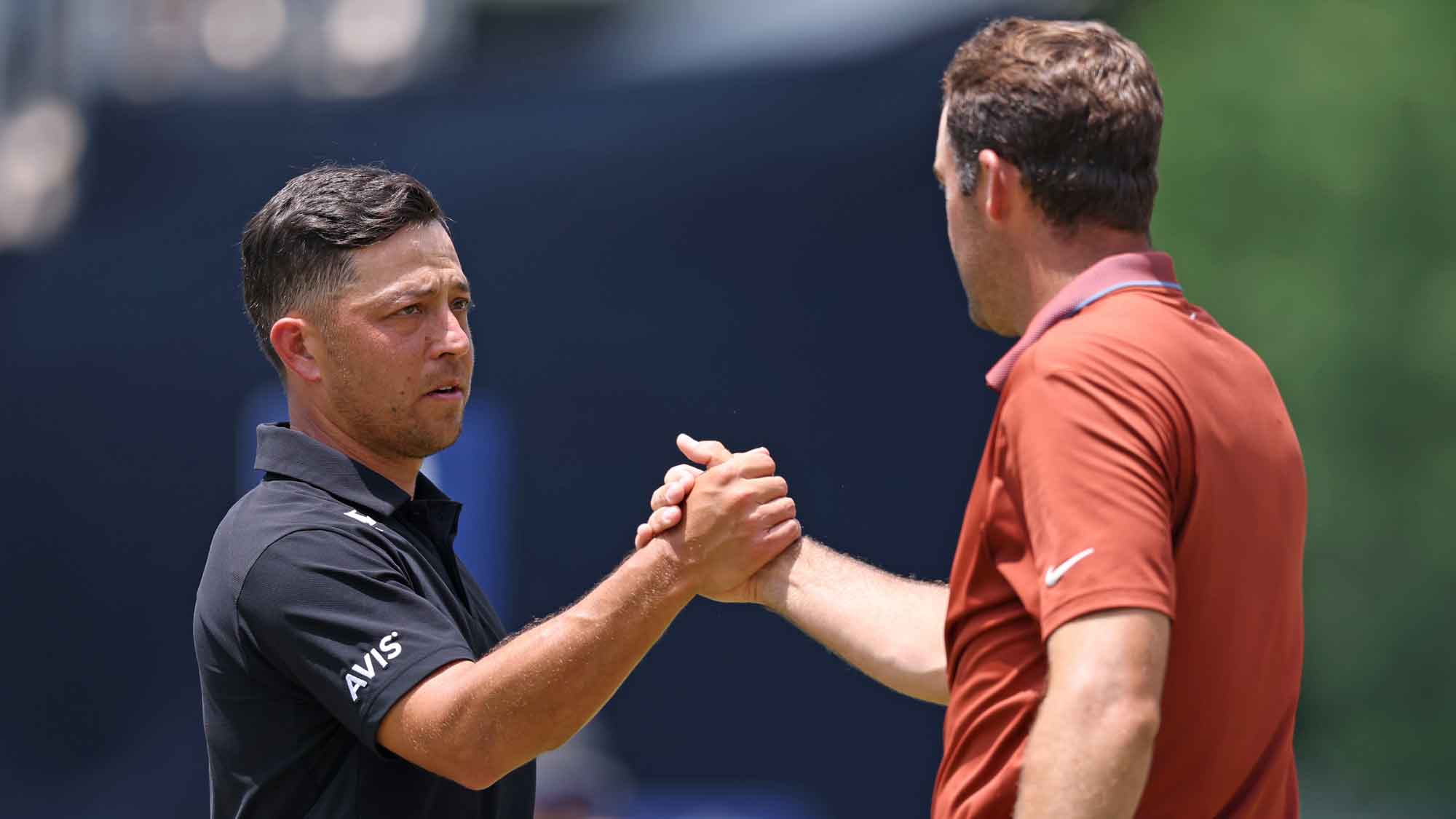 xander schauffele and scottie scheffler at pga championship first round