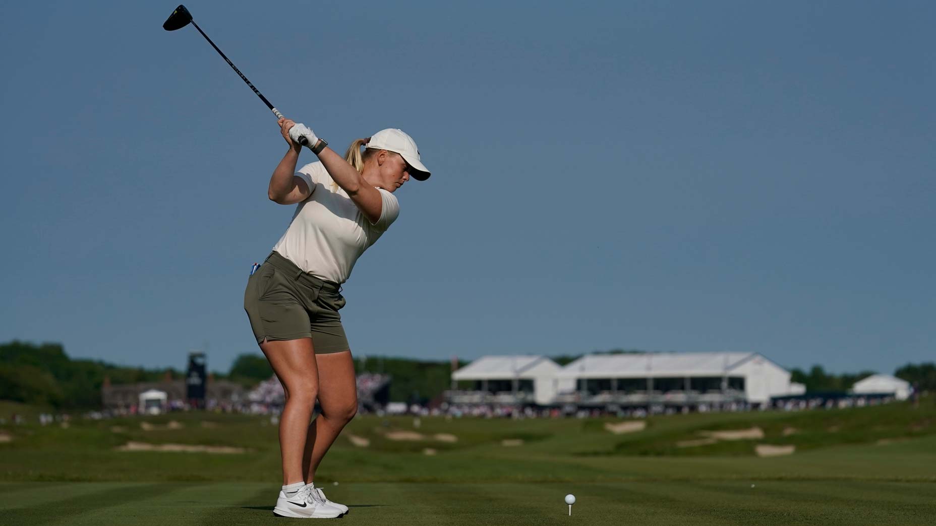 Maja Stark of Sweden plays her shot from the 18th tee during the final round of the U.S. Women's Open presented by Ally 2025 at Erin Hills Golf Course on June 01, 2025 in Erin, Wisconsin.