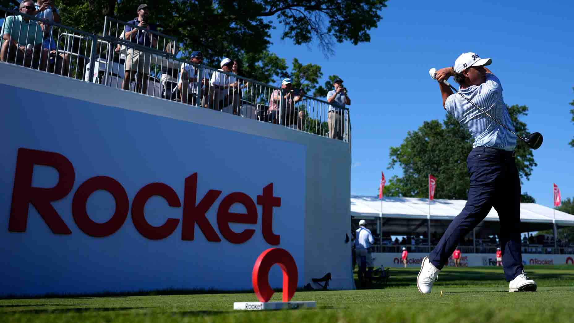 Aldrich Potgieter hits a tee shot during the 2025 Rocket Classic