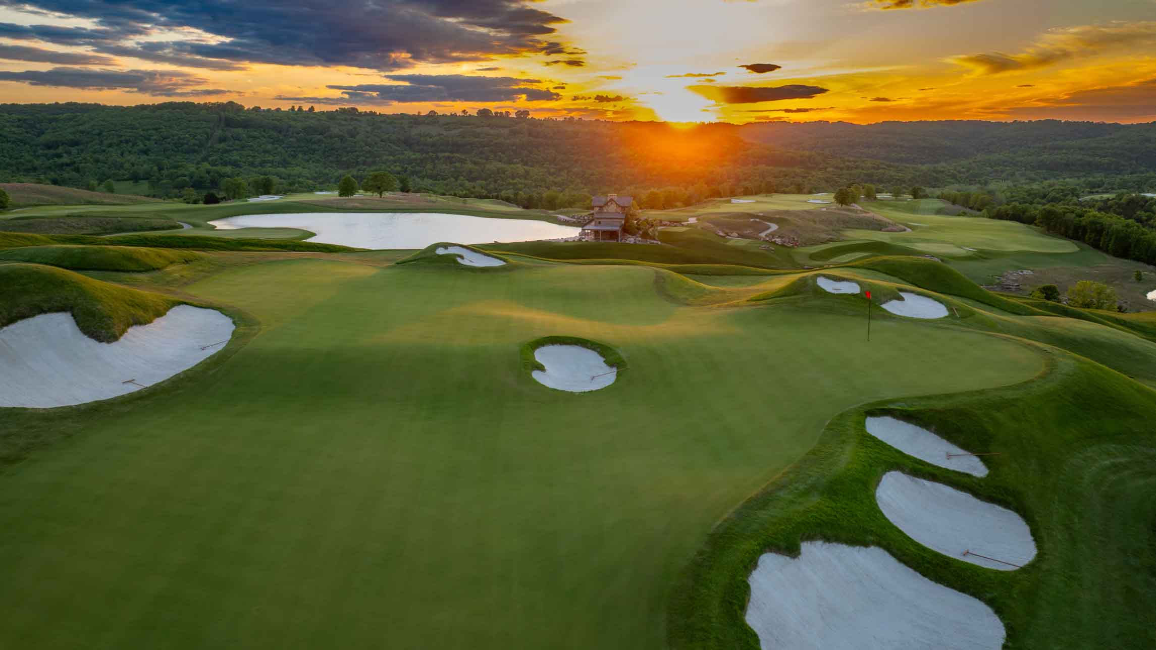 A hole at new Cliffhangers par-3 courses at Big Cedar Lodge.