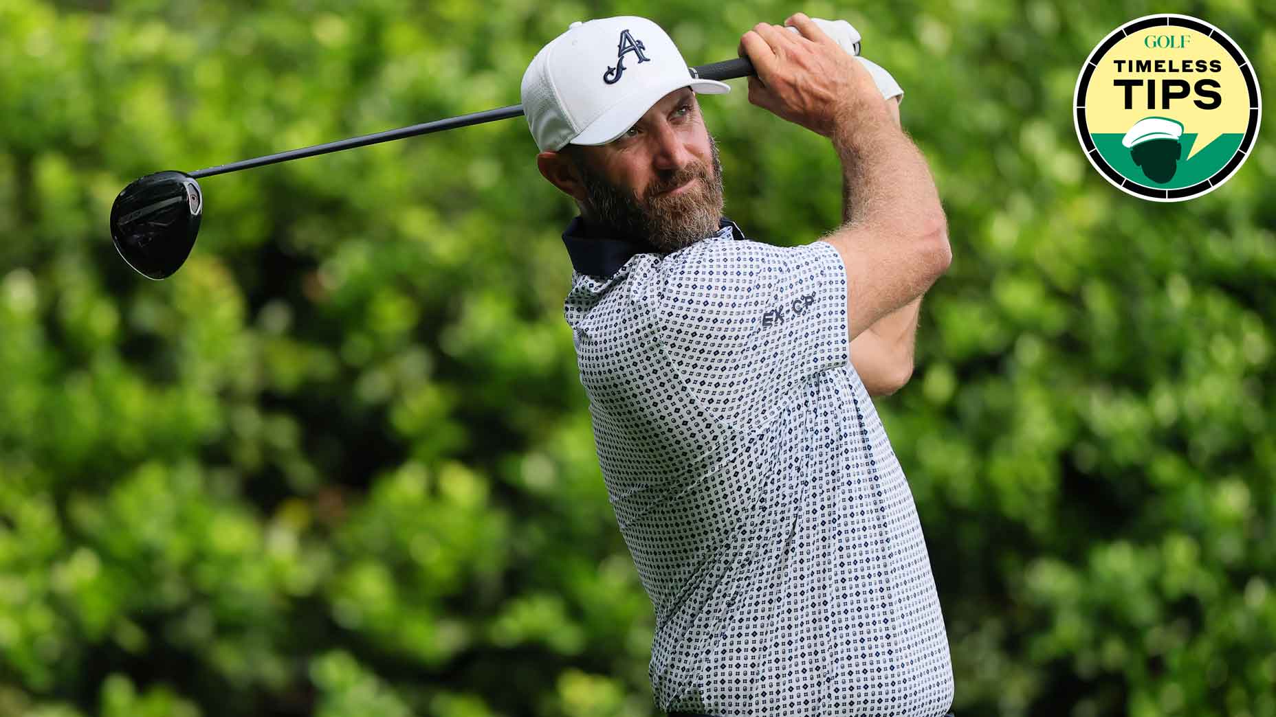 dustin johnson hits tee shot during LIV virginia