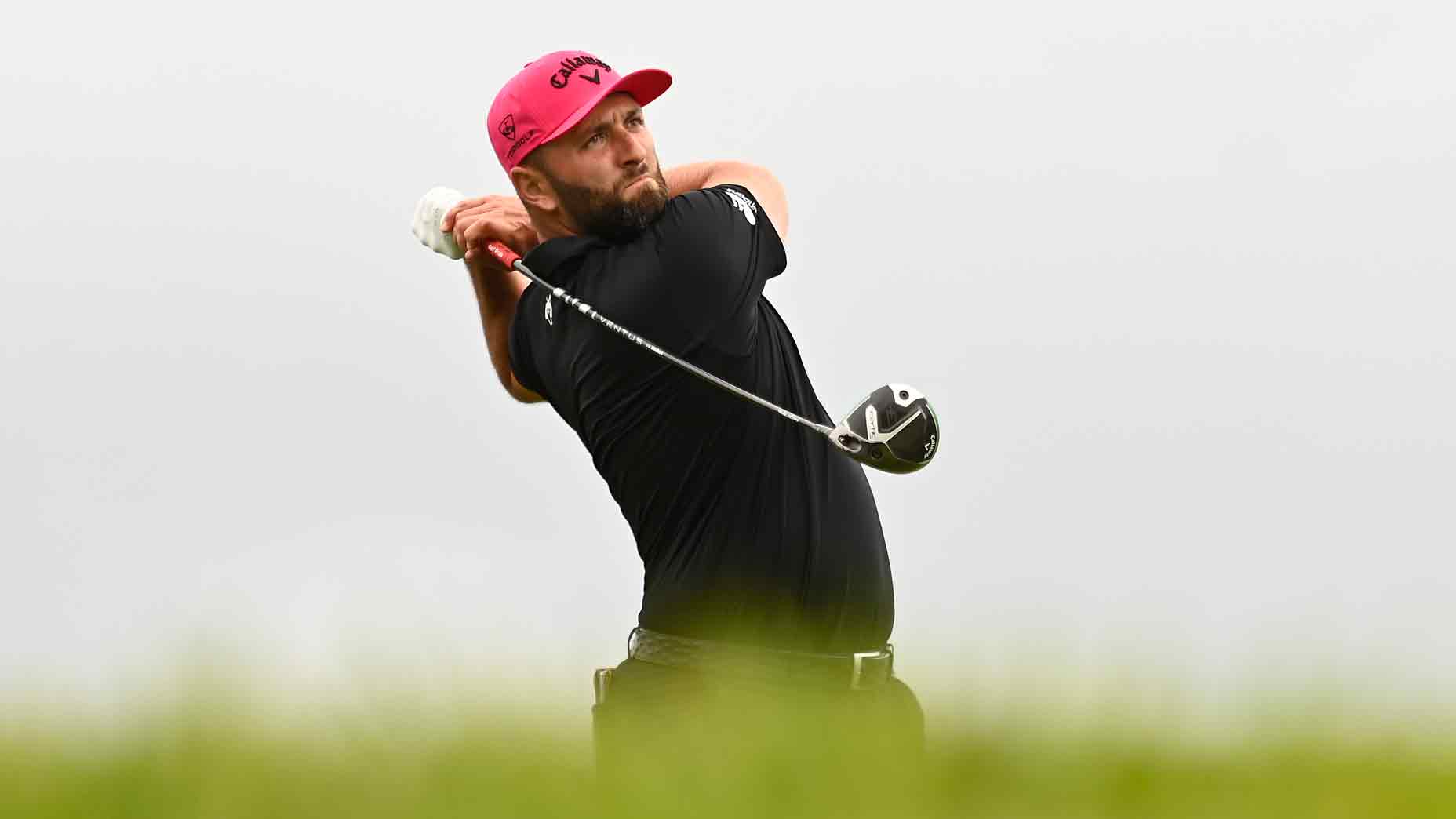 Jon Rahm of Legion XIII tees off at the 17th hole on day three of LIV Golf Virginia at Robert Trent Jones Golf Club on June 08, 2025 in Gainesville, Virginia.