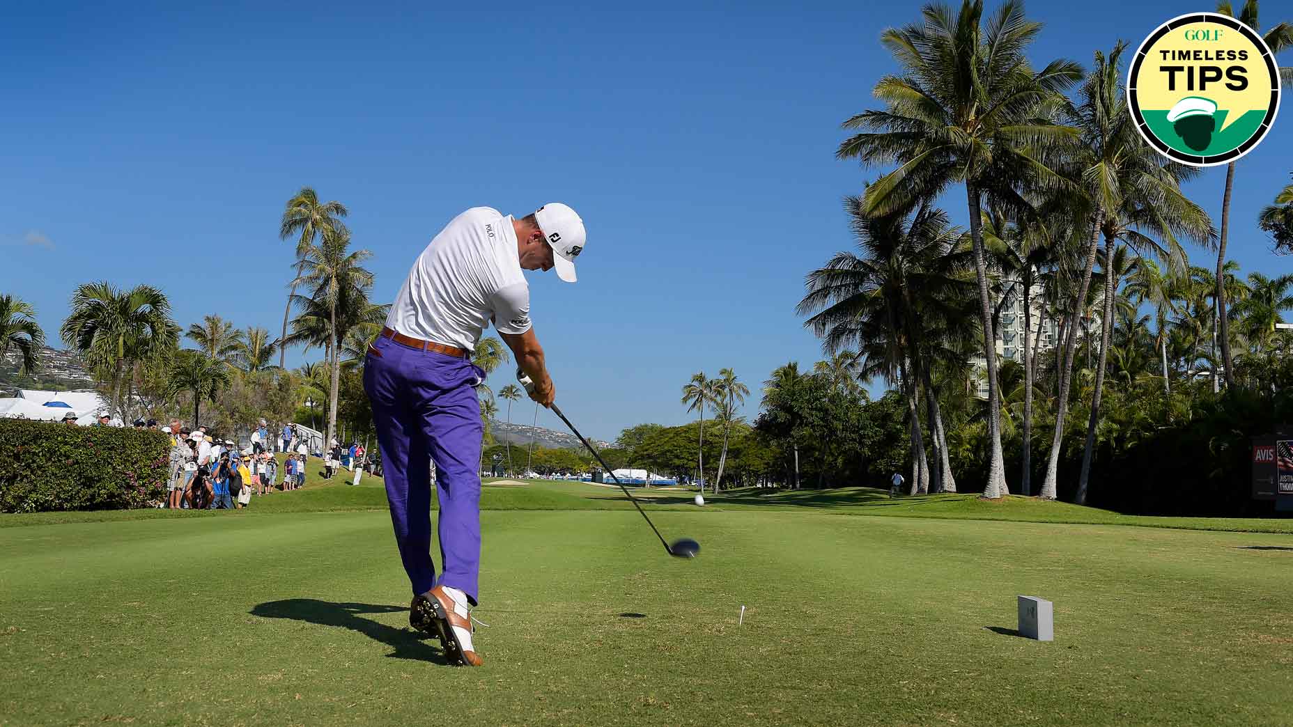justin thomas hits driver off the tee during the 2017 sony open