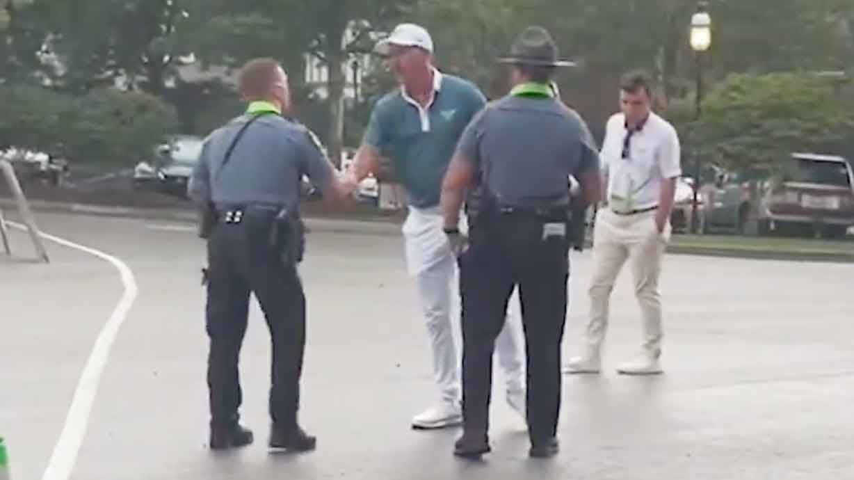 phil mickelson shaking police officers hands after second round of 2025 us open