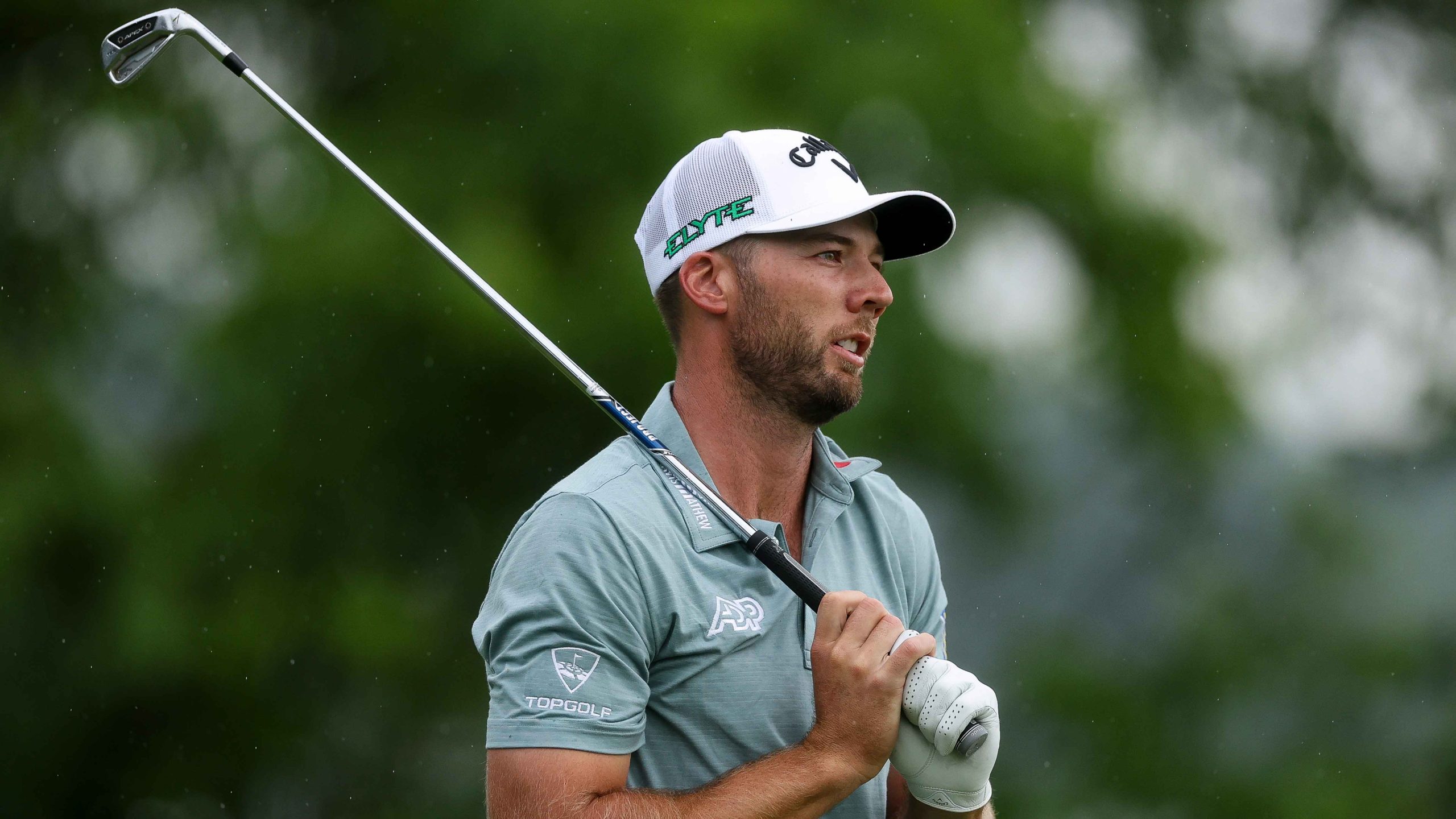 Sam Burns of the United States plays his shot from the 13th tee during the final round of the 125th U.S. OPEN at Oakmont Country Club