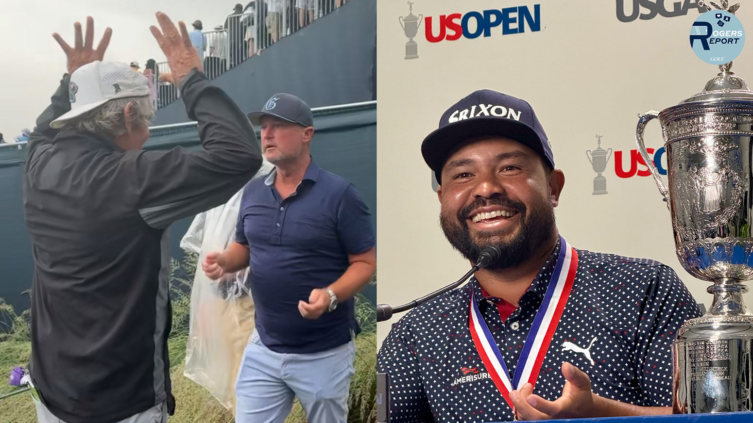 JJ Spaun and his coaches at the U.S. Open.