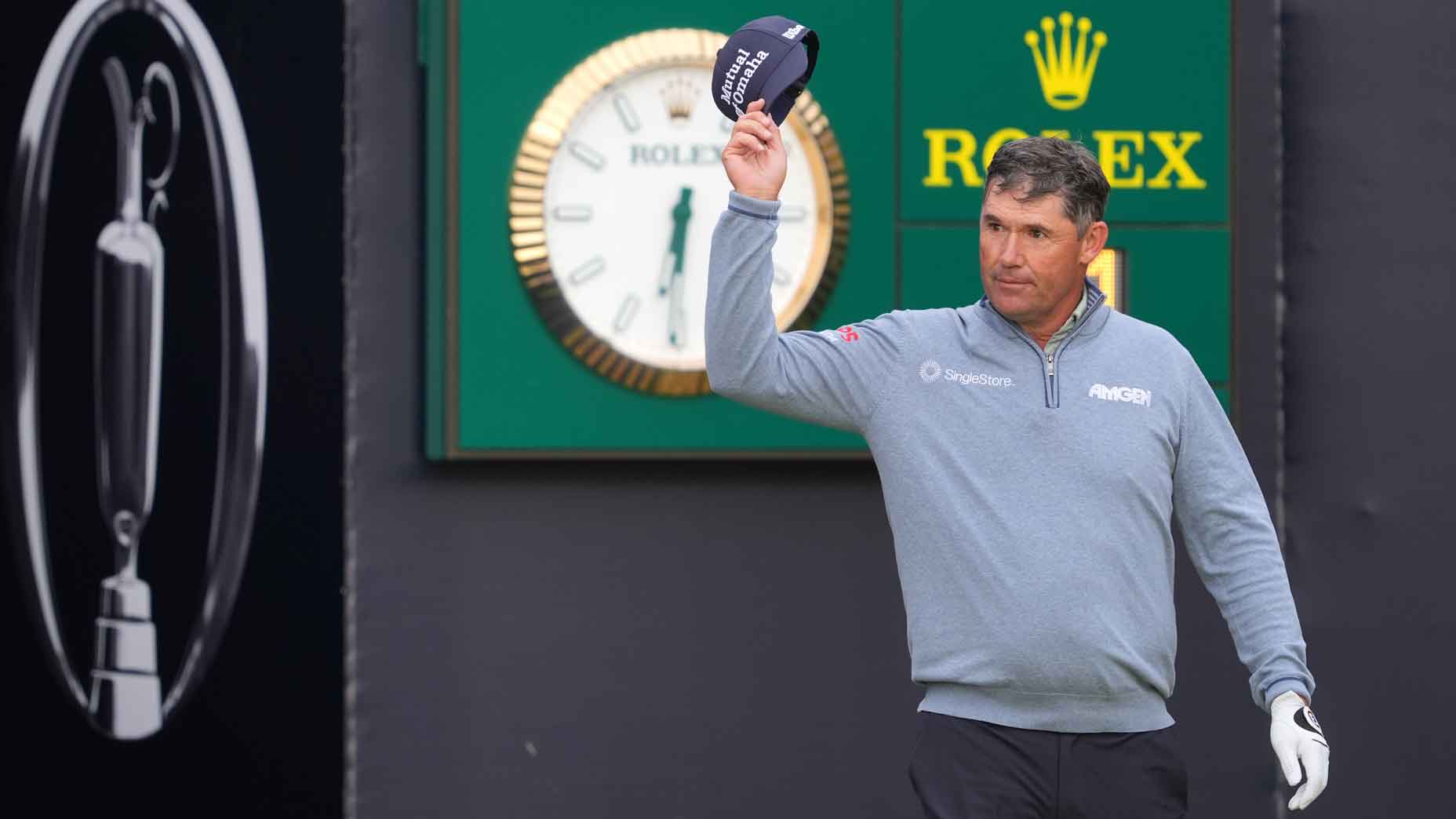 Padraig Harrington on the 1st tee at Royal Portrush on Thursday.