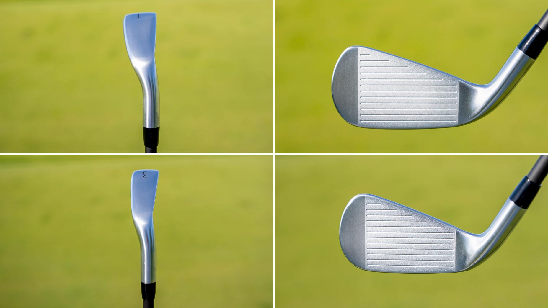 A shape comparison of the new Titleist U505 1-iron (top) and 3-iron.