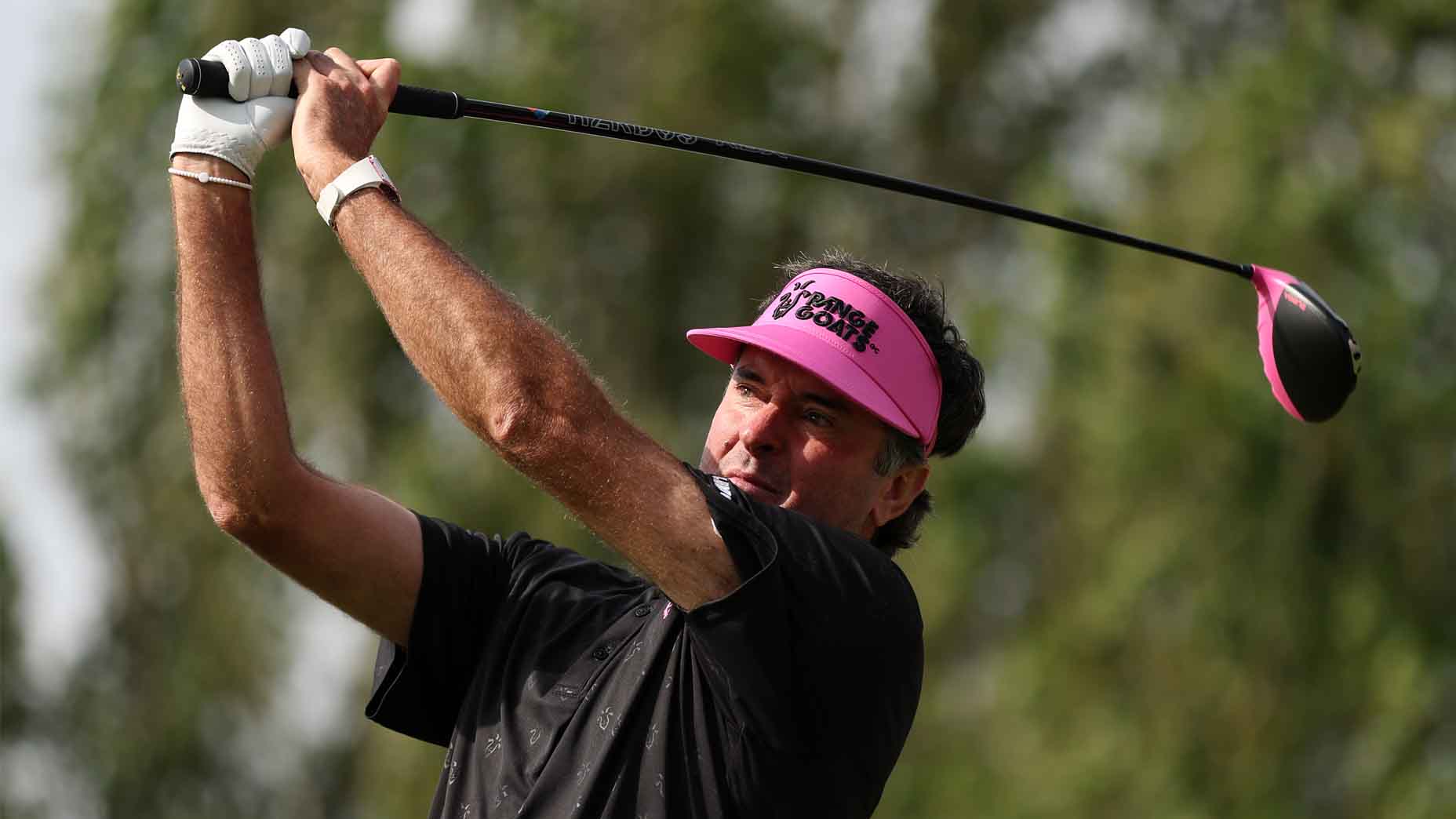 Bubba Watson hits a tee shot at LIV UK