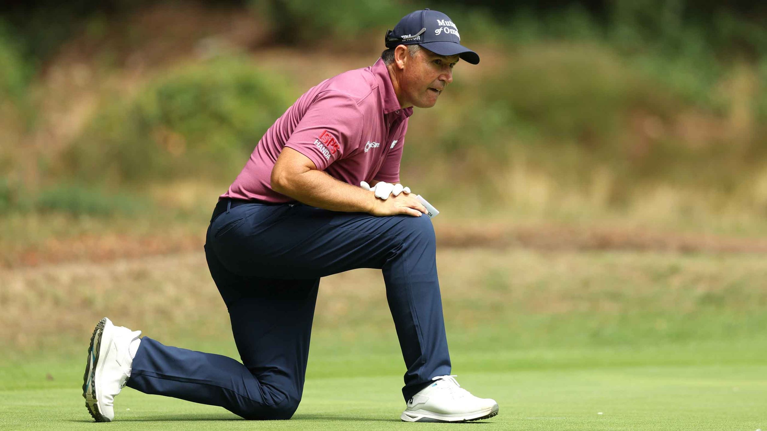 Pádraig Harrington of Ireland in action during the second round of the ISPS HANDA Senior Open 2025 at Sunningdale Golf Club