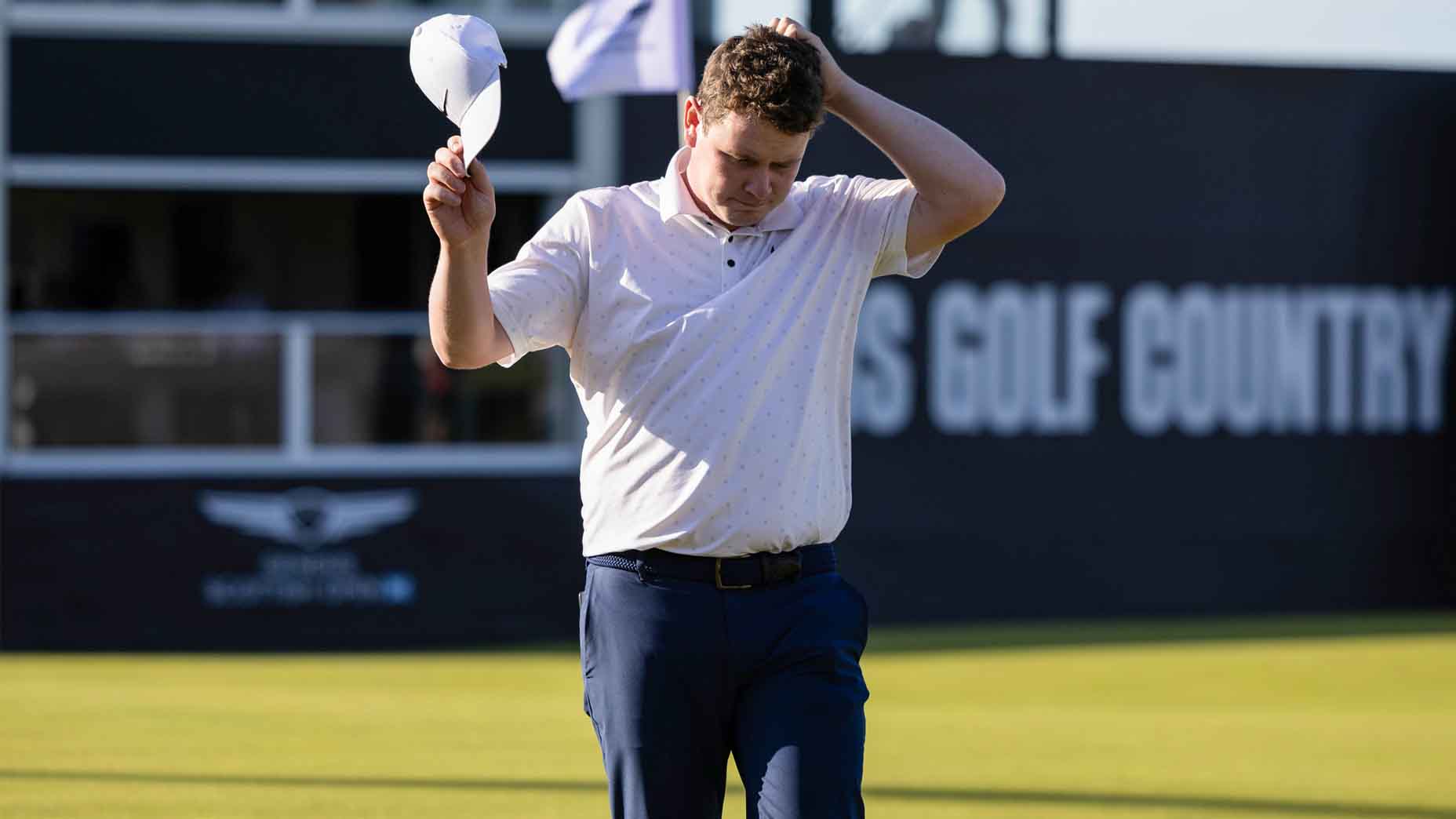Robert MacIntyre hangs his head during the second round of the Genesis Scottish Open.