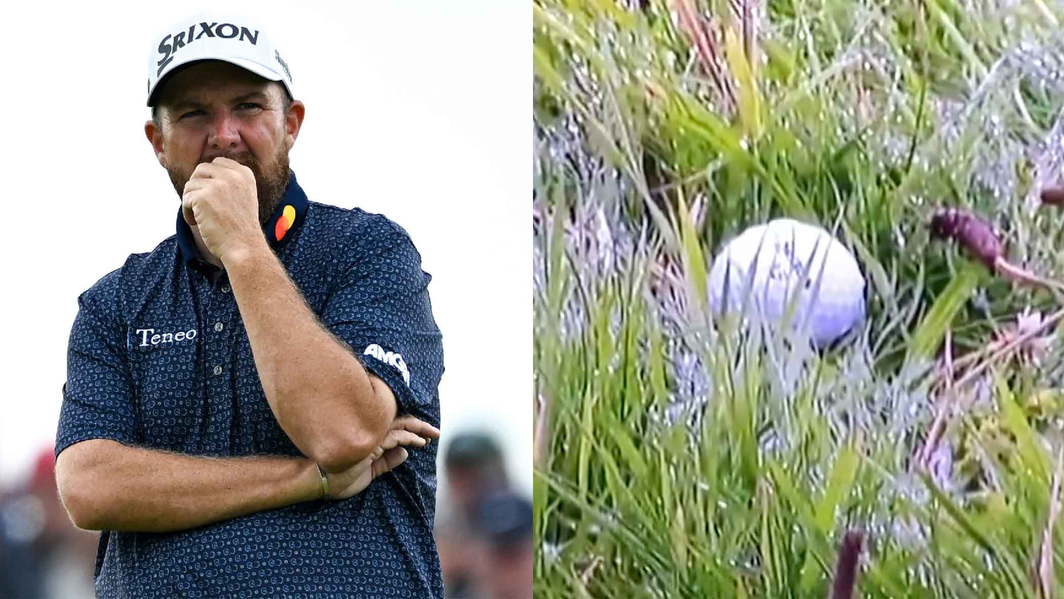 zoomed in shot of shane lowry's ball before he caused it to move at open championship