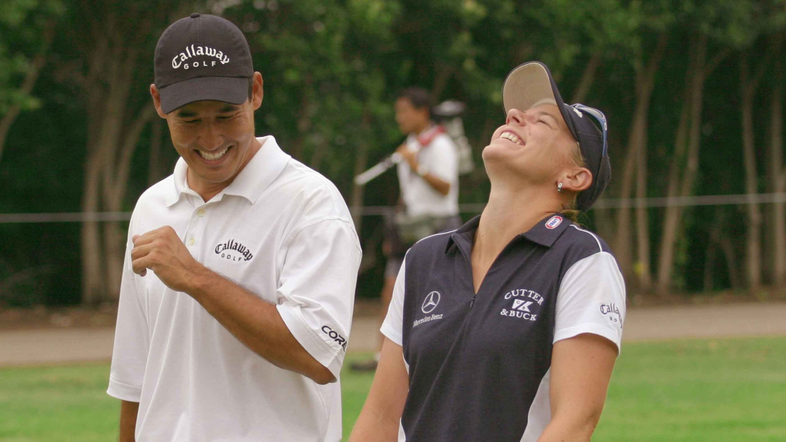 Annika Sorenstam with playing partner Dean Wilson at the 2003 Colonial.