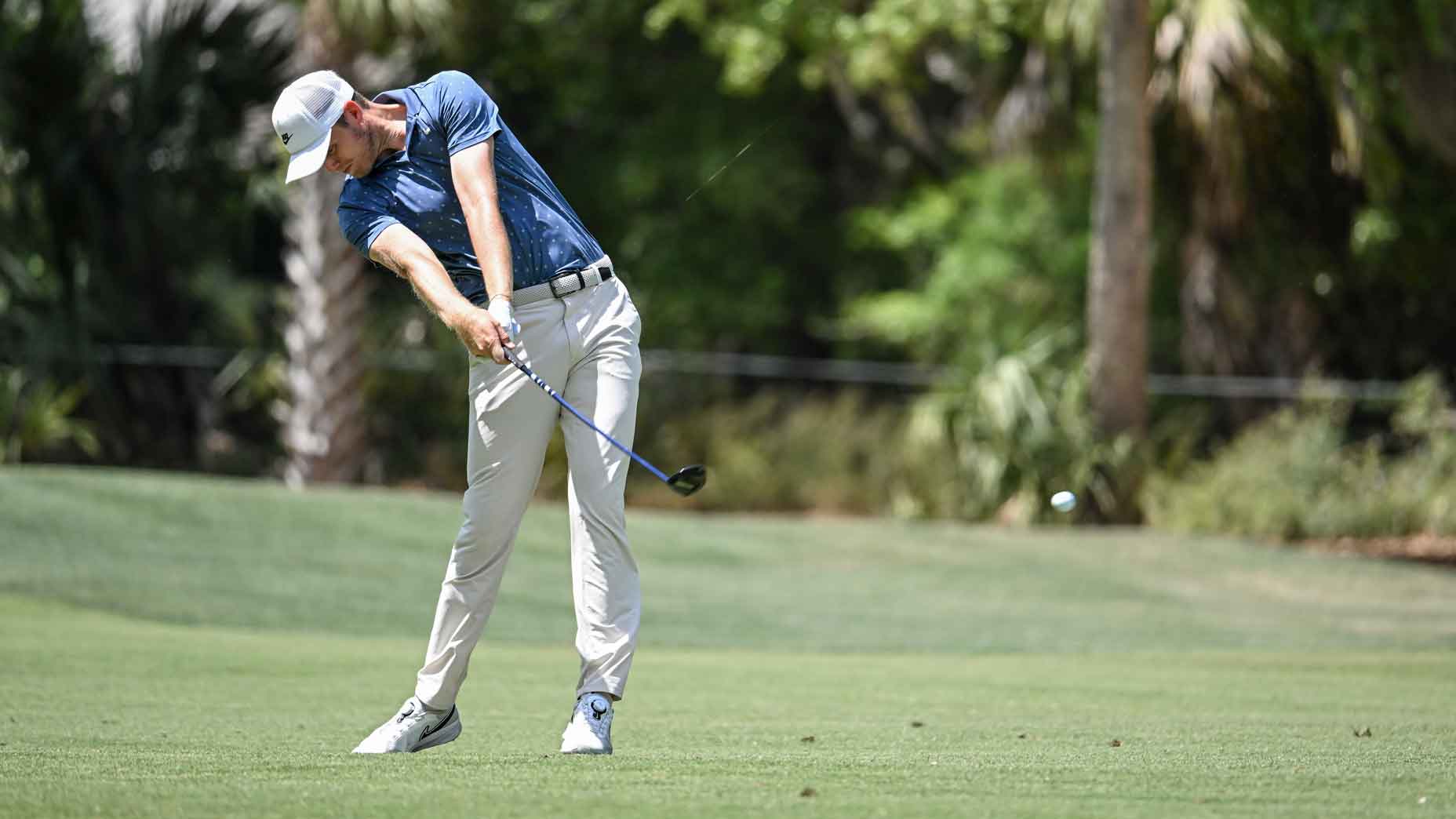 cameron davis hits a fairway wood during the 2025 rbc heritage