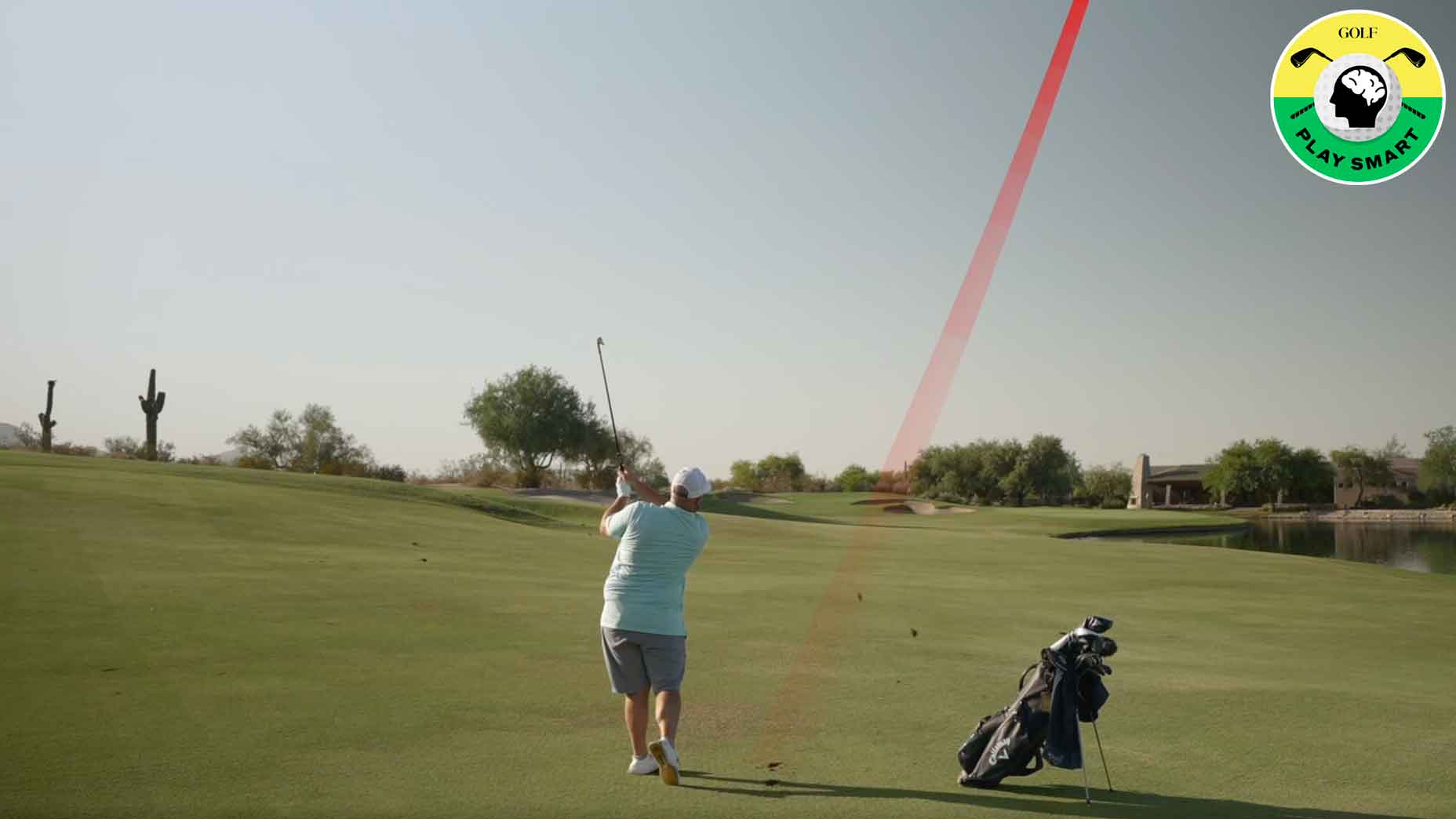 colt knost hits a knockdown shot on a golf course