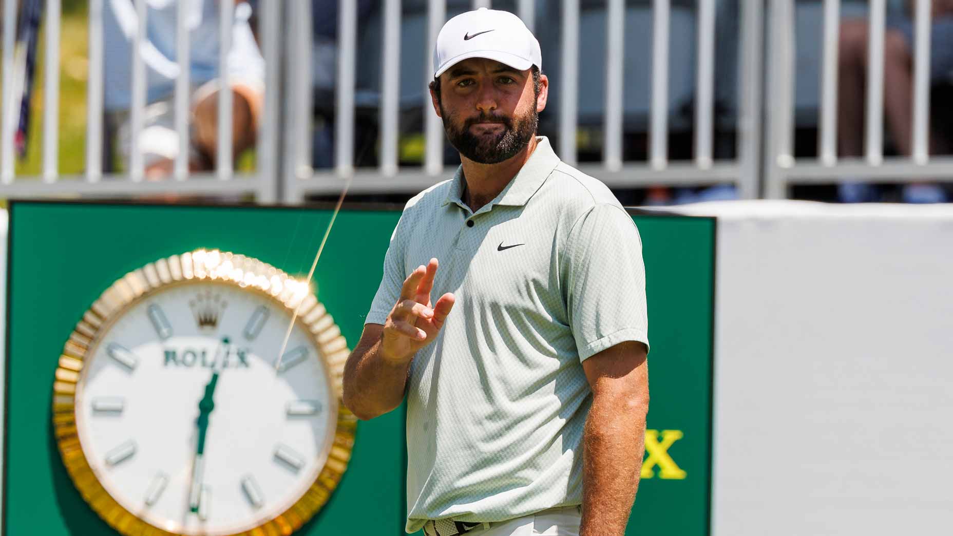 Scottie Scheffler on the 1st tee during the FedEx St. Jude Championship at TPC Southwind.