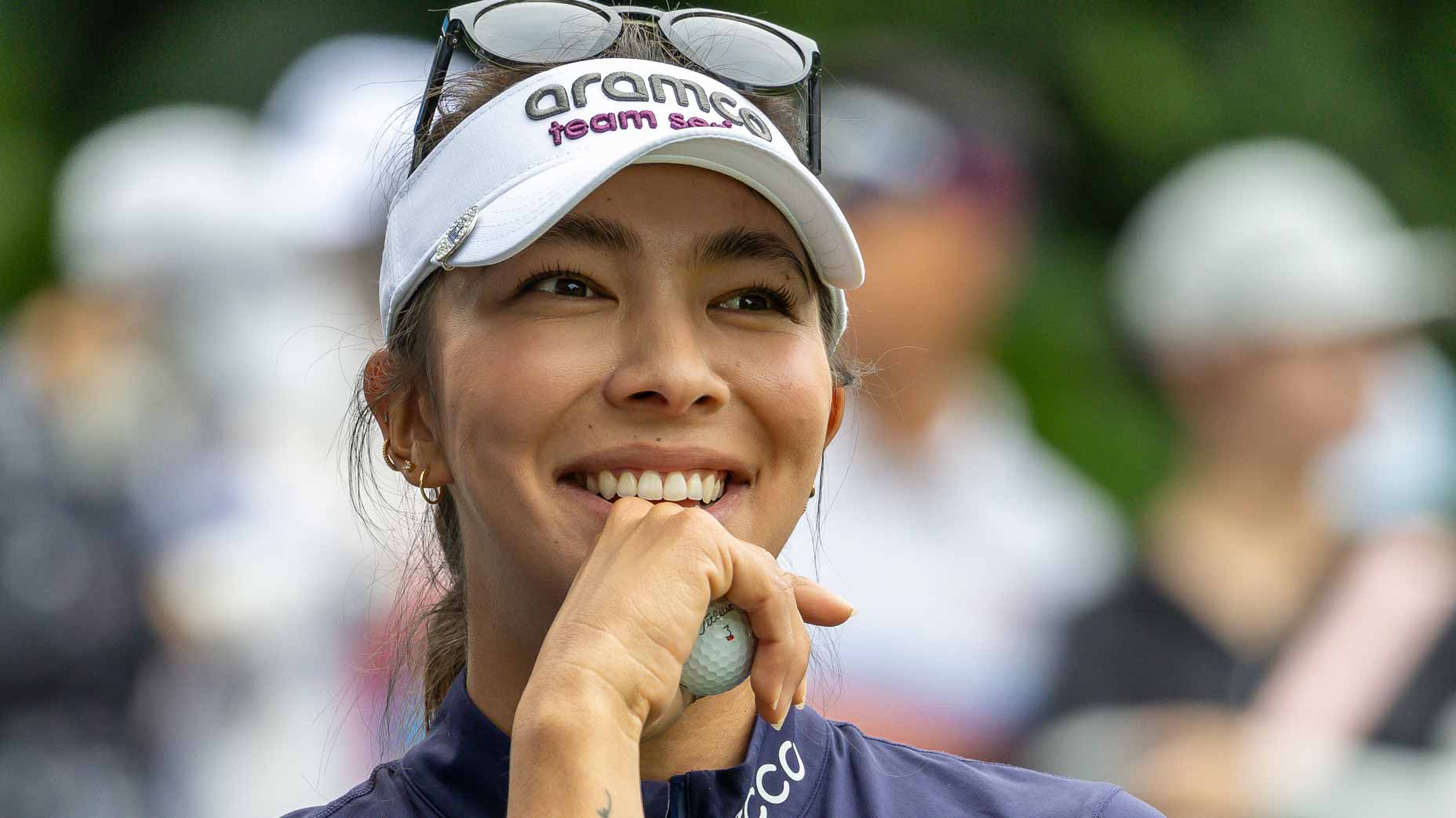 LPGA pro Alison Lee reacts during the 2024 Aramco Team Series Shenzhen tournament.