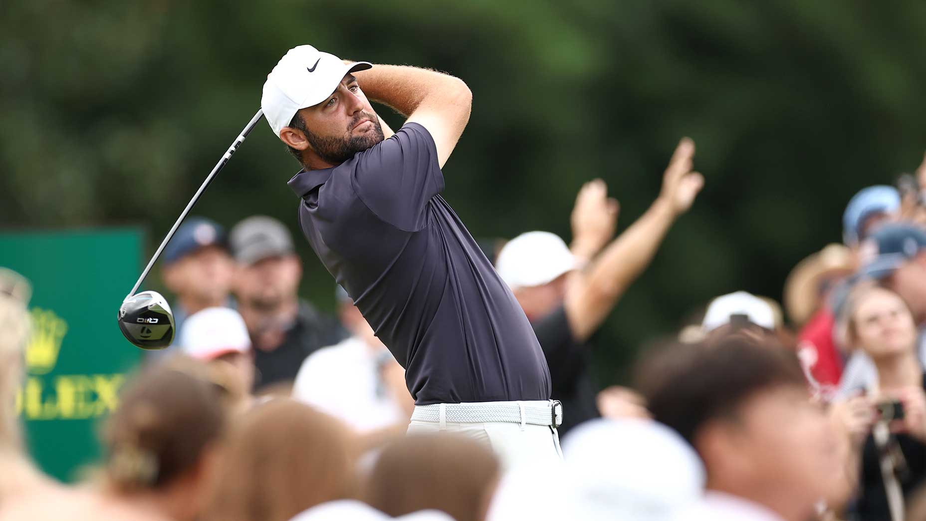scottie scheffler tees off during the 2025 tour championship