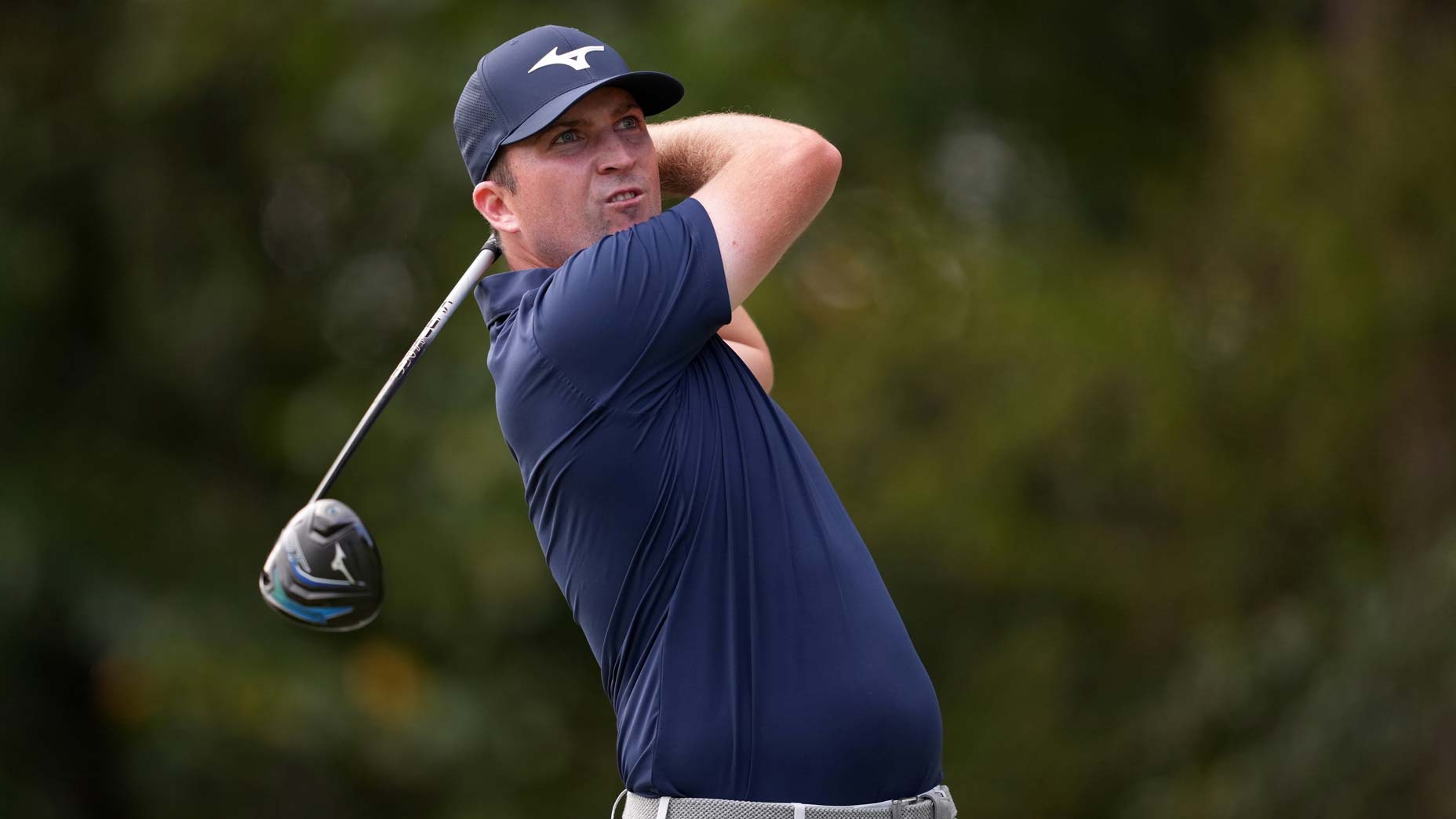 Steven Fisk of the United States plays his shot from the 14th tee during the final round of the Sanderson Farms Championship 2025 at The Country Club of Jackson on October 05, 2025 in Jackson, Mississippi.