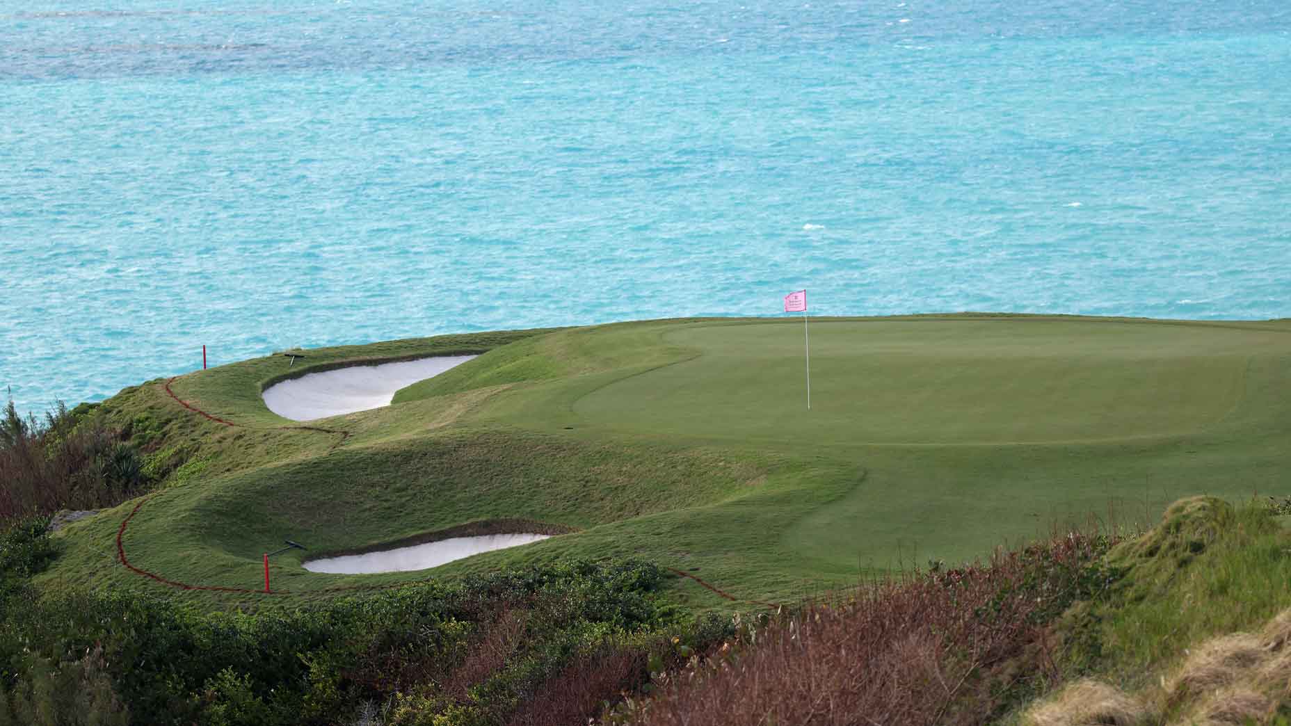 A general view of the 16th green during the second round of the Butterfield Bermuda Championship 2025 at Port Royal Golf Course on November 14, 2025 in Southampton, Bermuda.