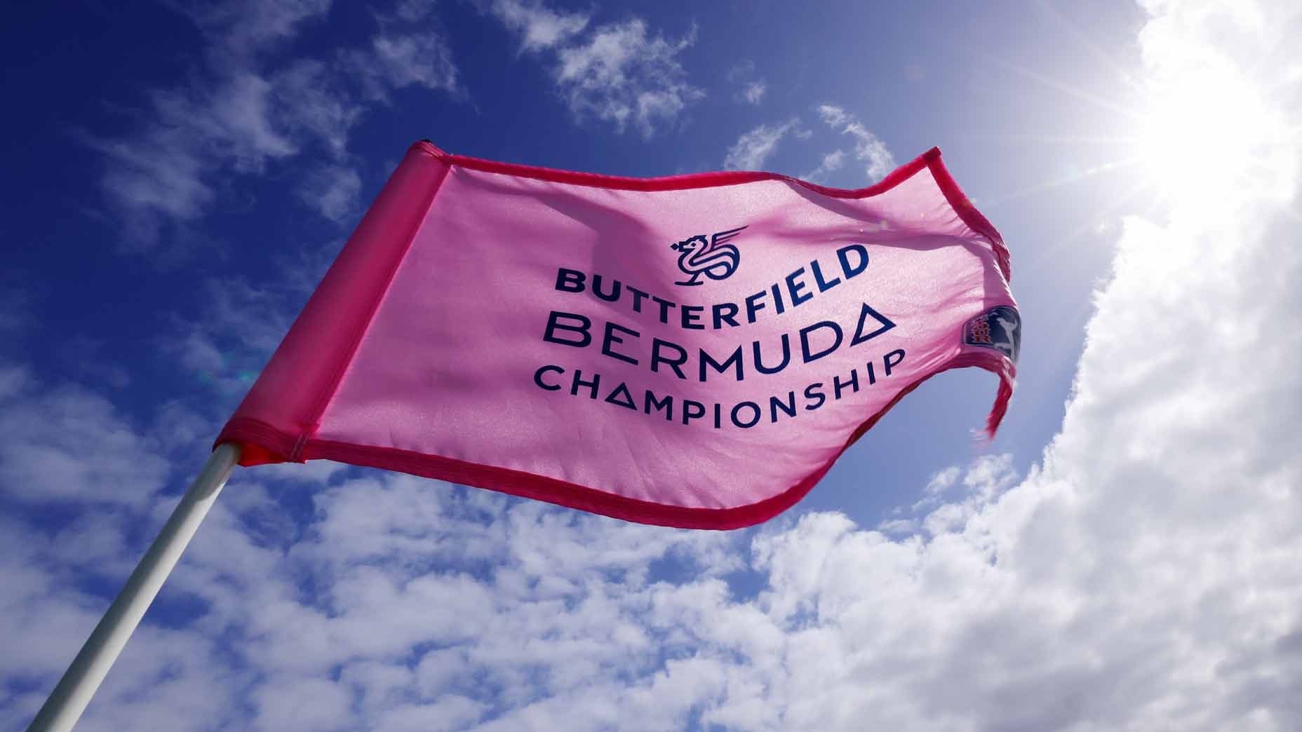2025 Butterfield Bermuda Championship flag at Port Royal Golf Course.