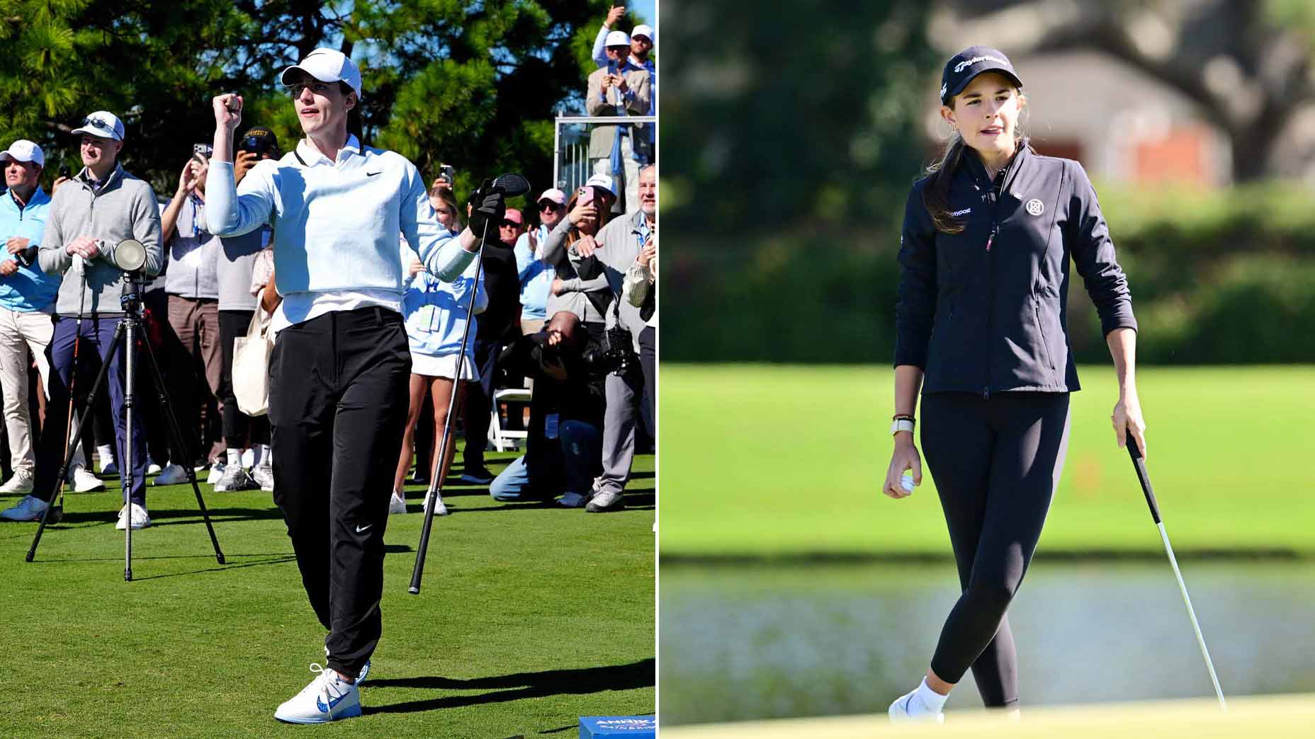 Caitlin Clark and Kai Trump at the LPGA's 2026 Annika tournament.
