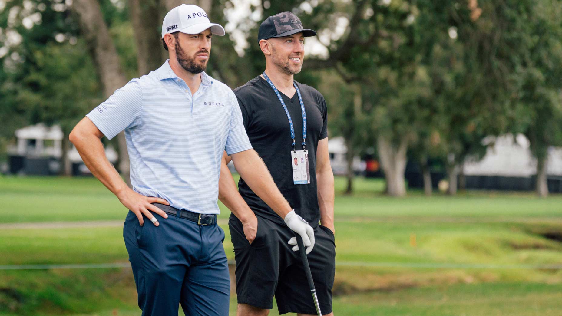 david sundberg stands on tee box with patrick cantlay