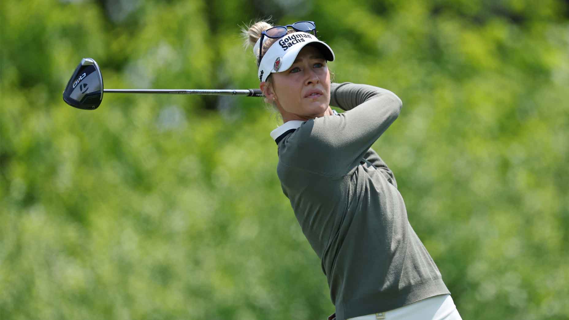 Nelly Korda hits a tee shot at the U.S. Women's Open