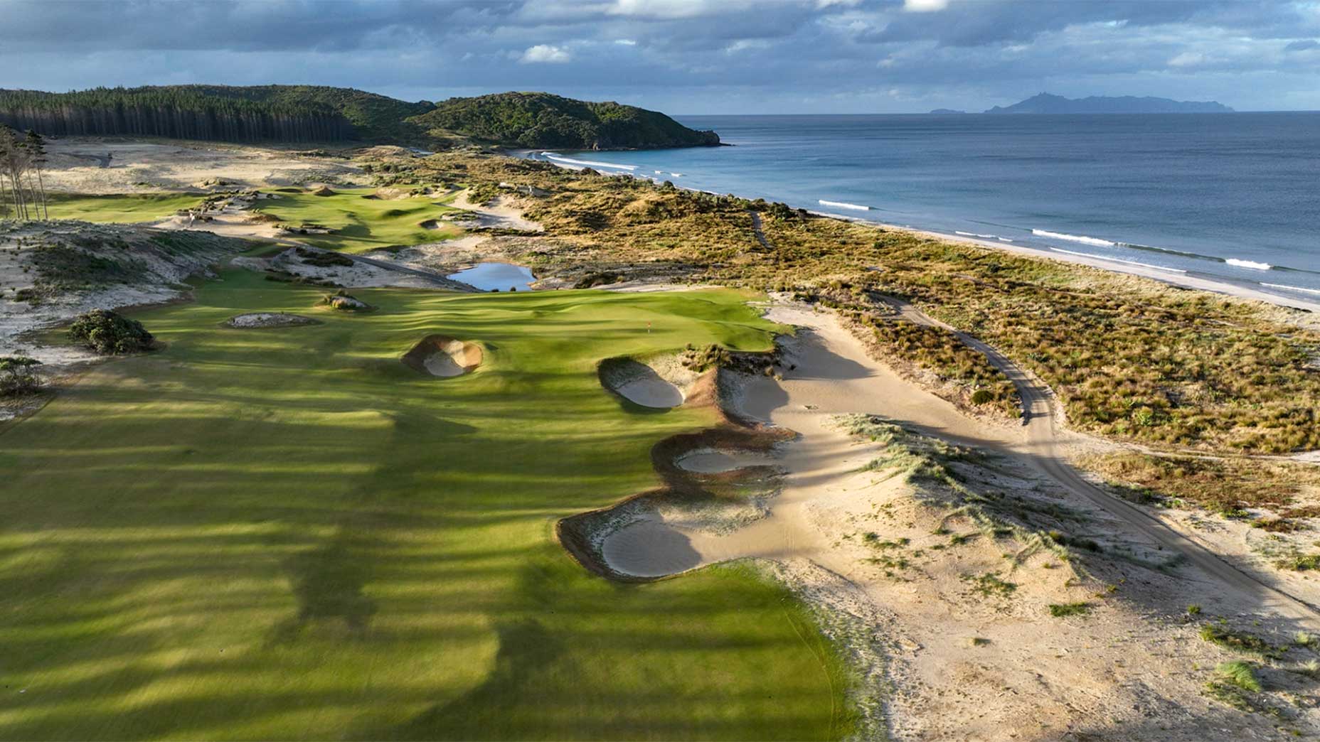 An aerial view of newcomer Te Arai (North) in Tomarata, New Zealand.