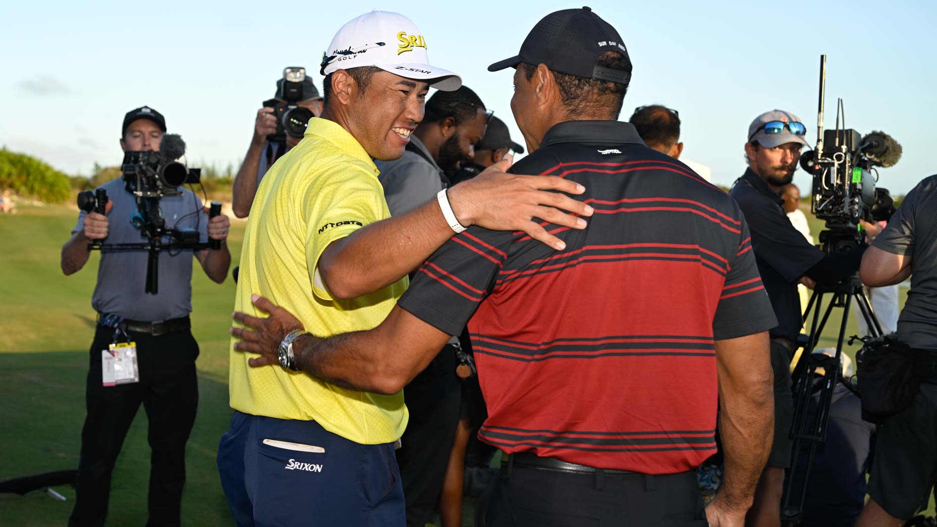 Hideki Matsuyama and Tiger Woods at the 2025 Hero World Challenge.