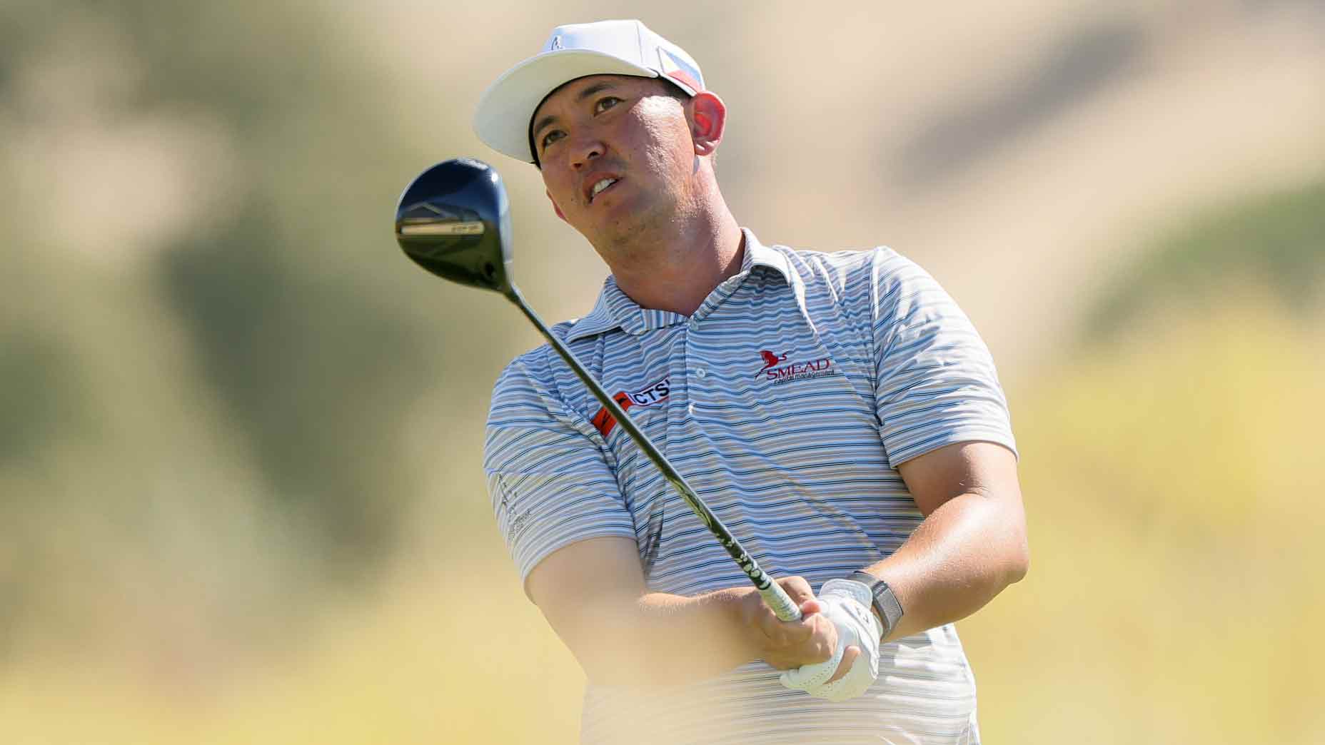Rico Hoey of the Philippines plays his shot from the sixth tee during the first round of the World Wide Technology Championship 2025 at El Cardonal at Diamante on November 06, 2025 in Cabo San Lucas, Mexico.